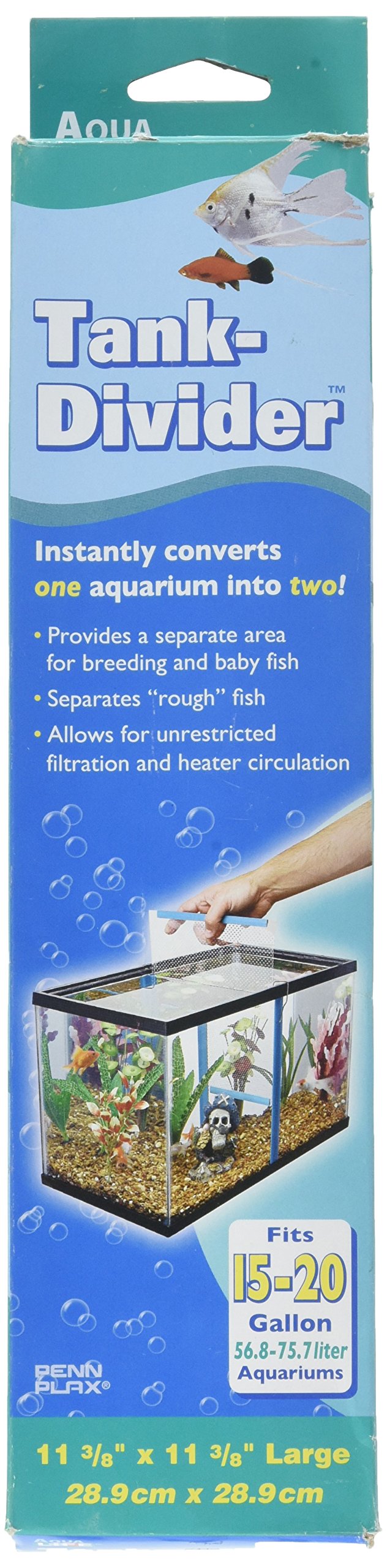 Penn-Plax Tdlbx Large Tank Divider For Aquariums, 11-3/8'' X 11-3/8''