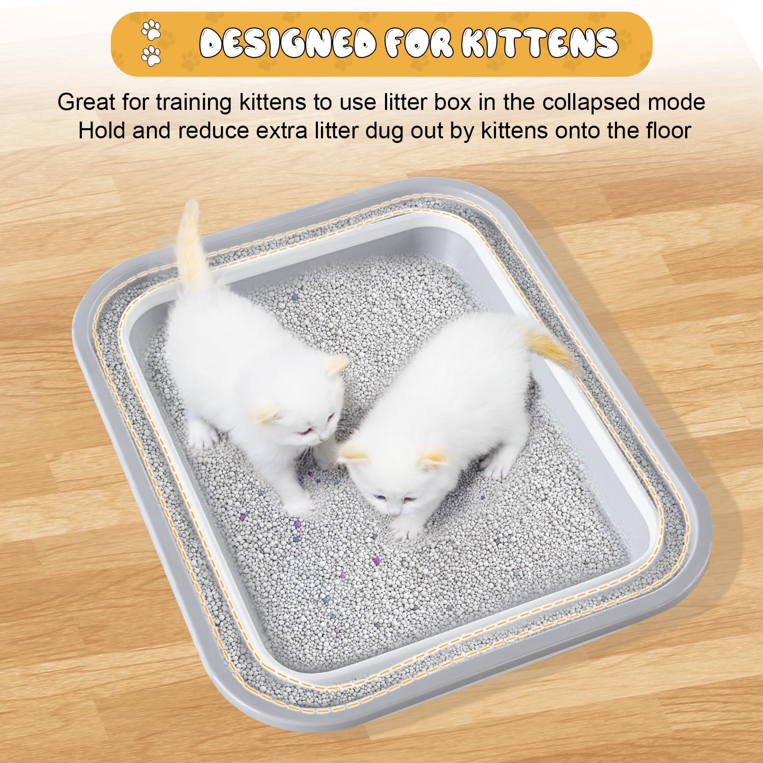 Maohegou Senior Cat Litter Box, Three Legged Arthritic Open Low Entry For Sick Frail Handicap Disabled Cats, Older Elderly Corne