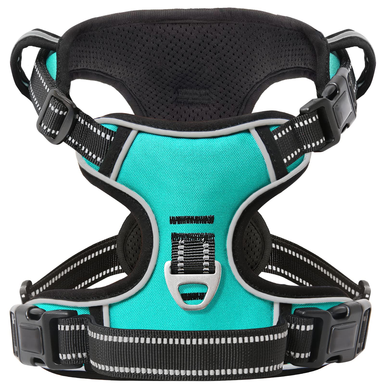 Timos No Pull Dog Harness,No Need Go Over Dogs Head 3 Snap Buckles Reflective Oxford No Choke Puppy Harness With Front & Back 2 Metal Leash Clips Soft Padded Vest Harnesses For Small Medium Large Dogs