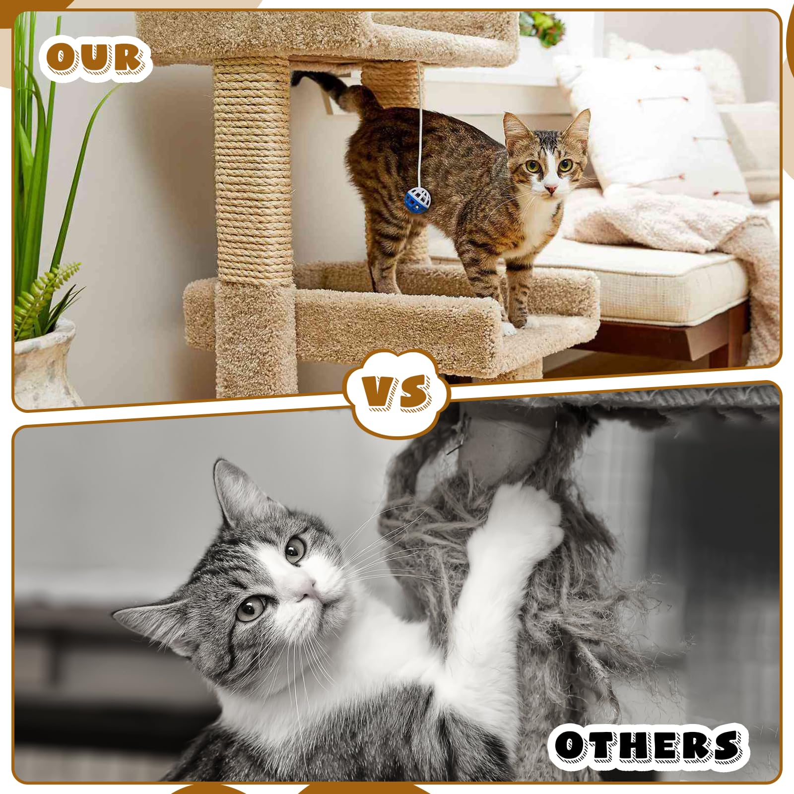 164 Ft/50 M Sisal Rope For Cat Scratcher, 1/4 Inch/ 6 Mm Thick Twine For Cat Scratching Post Cat Tree Replacements Diy Craft Pro