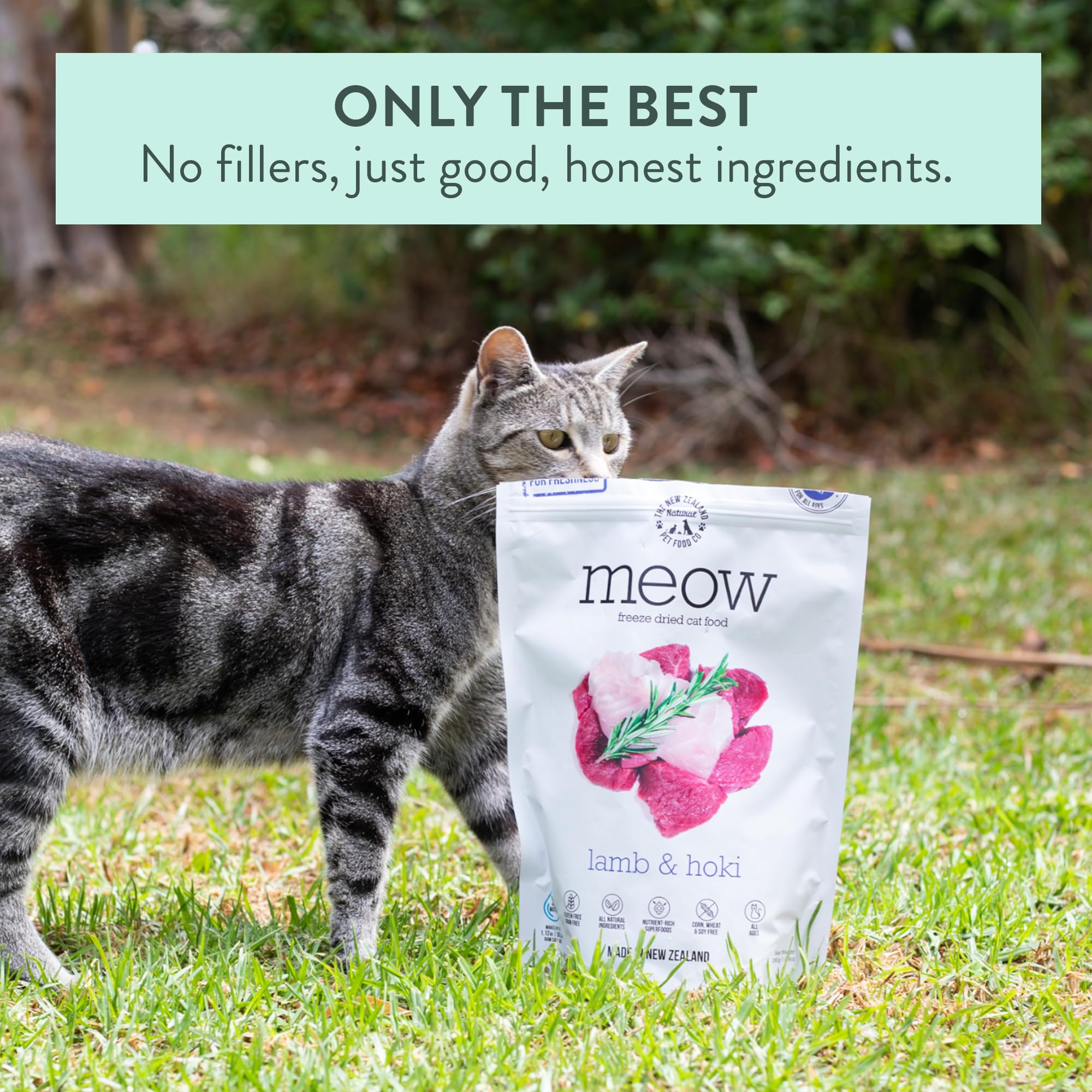 The New Zealand Natural Pet Food Co. Meow Lamb & Hoki Freeze Dried Raw Cat Food, Mixer, or Topper, or Treat - High Protein, Natu