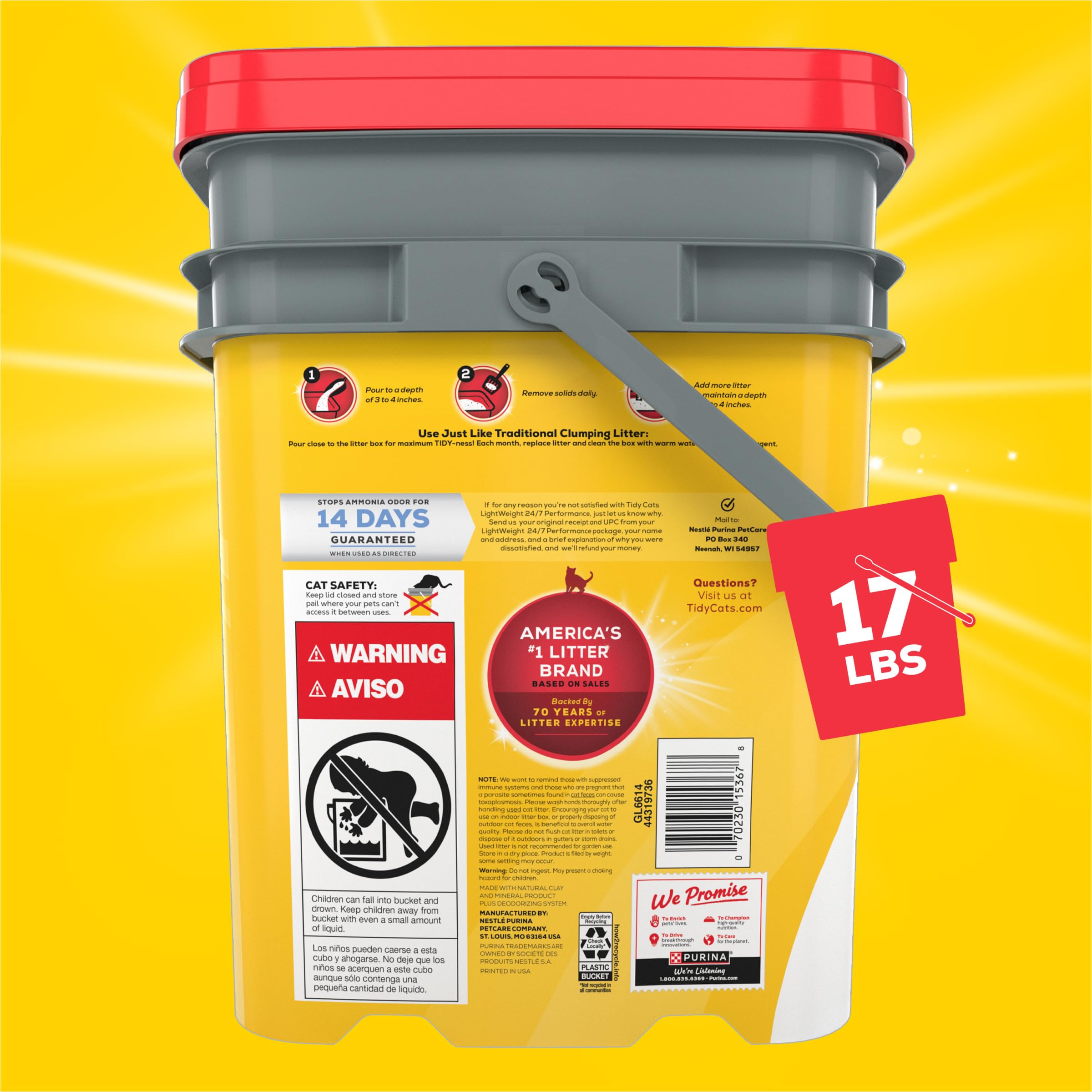 Purina Tidy Cats Lightweight, Low Dust, Clumping Cat Litter Odor Control 24/7 Performance Multi Cat Litter - 17 Pound (Pack Of 1)