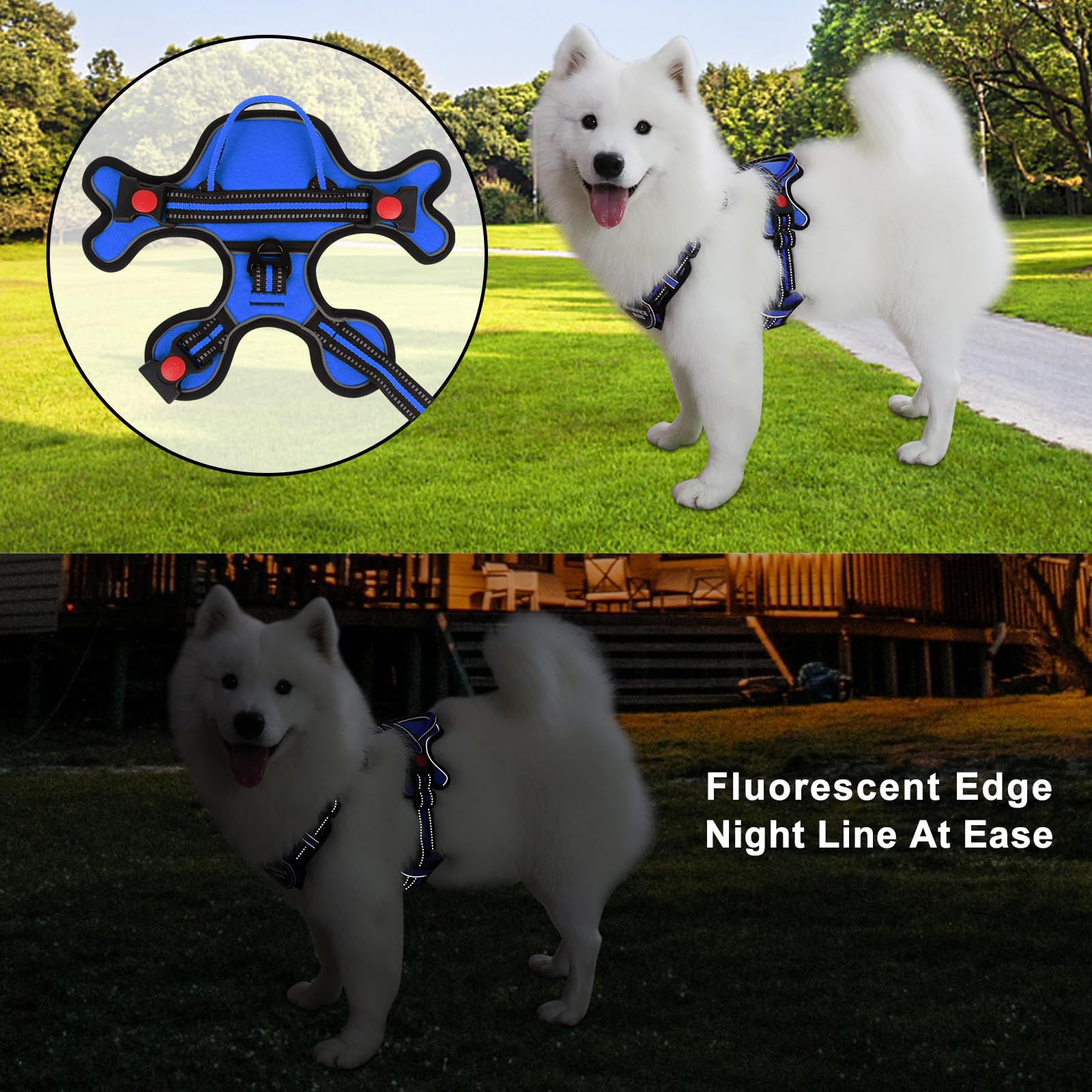 Gimilife Dog Harness, Adjustable Reflective Dog Vest No Pull Dog Harness With Badge And Bow Tie For Puppy Small Medium Large Dog