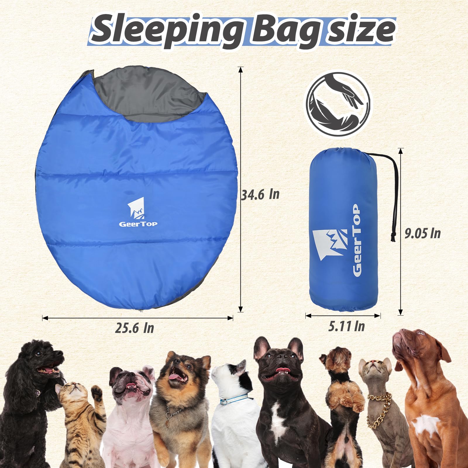 Geertop Dog Sleeping Bag Durable Packable Pet Sleeping Bed Comfortable Washable, Portable Pet Bed For Cats And Small Dogs - Dog