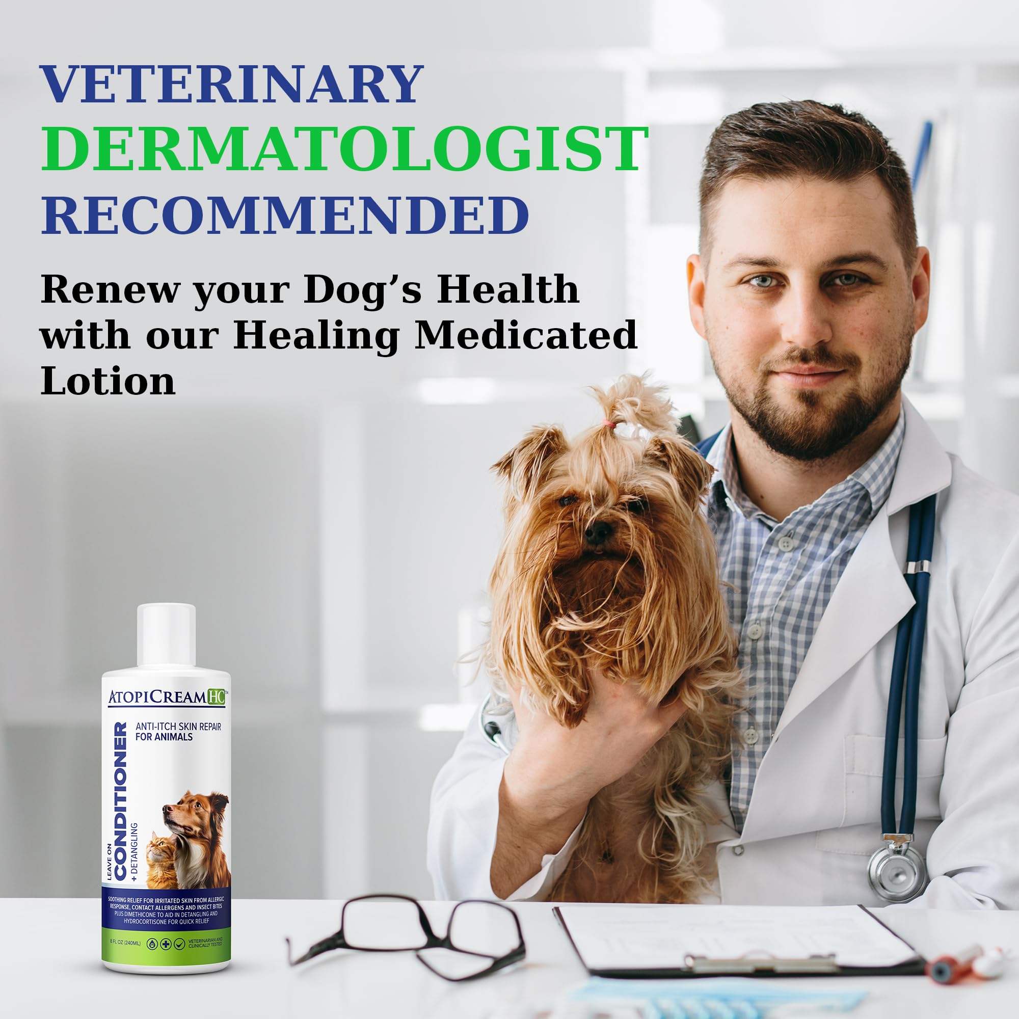 VetriMAX AtopiCream HC 1% Hydrocortisone Conditioner for Dogs - 8 oz Itch Relief for Dry, Itchy Skin and Allergies