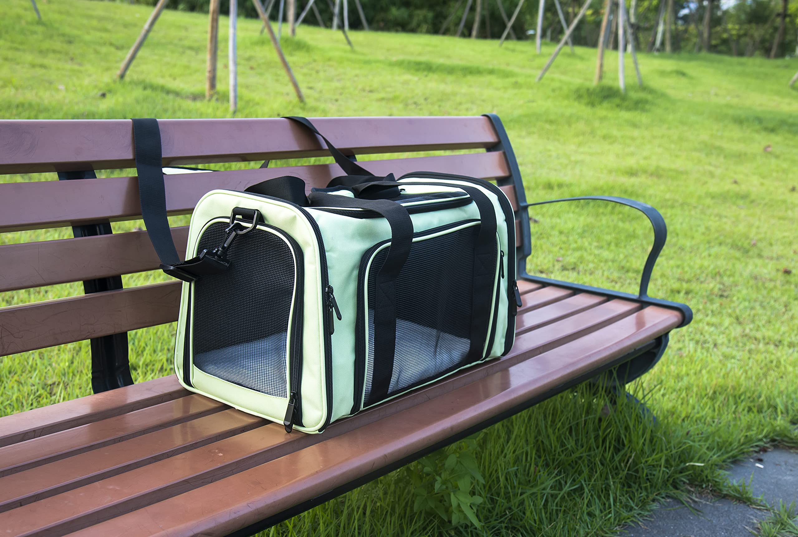 Nextfri Soft Sided Carrier For Small Medium Cats Dogs,Removable Pad Collapsible Travel Pet Carrier Large Green