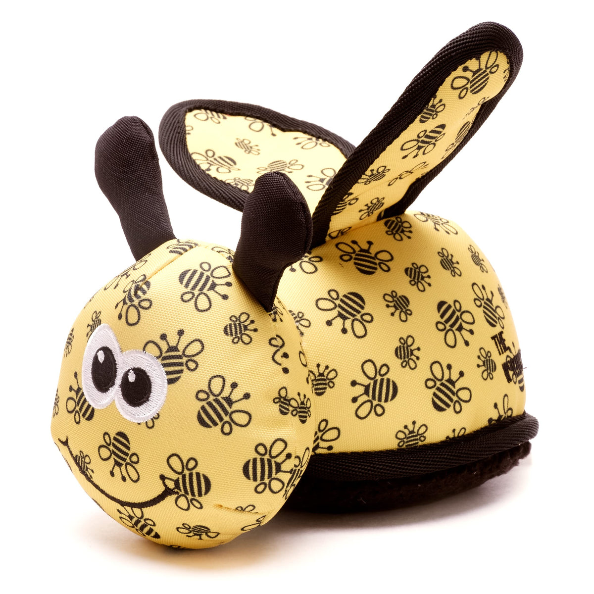 The Worthy Dog Busy Bee Chew Toy Yellow/Brown, Fun Fetch Play With Squeaker For Dogs Durable Material For Aggressive Chewers-Small