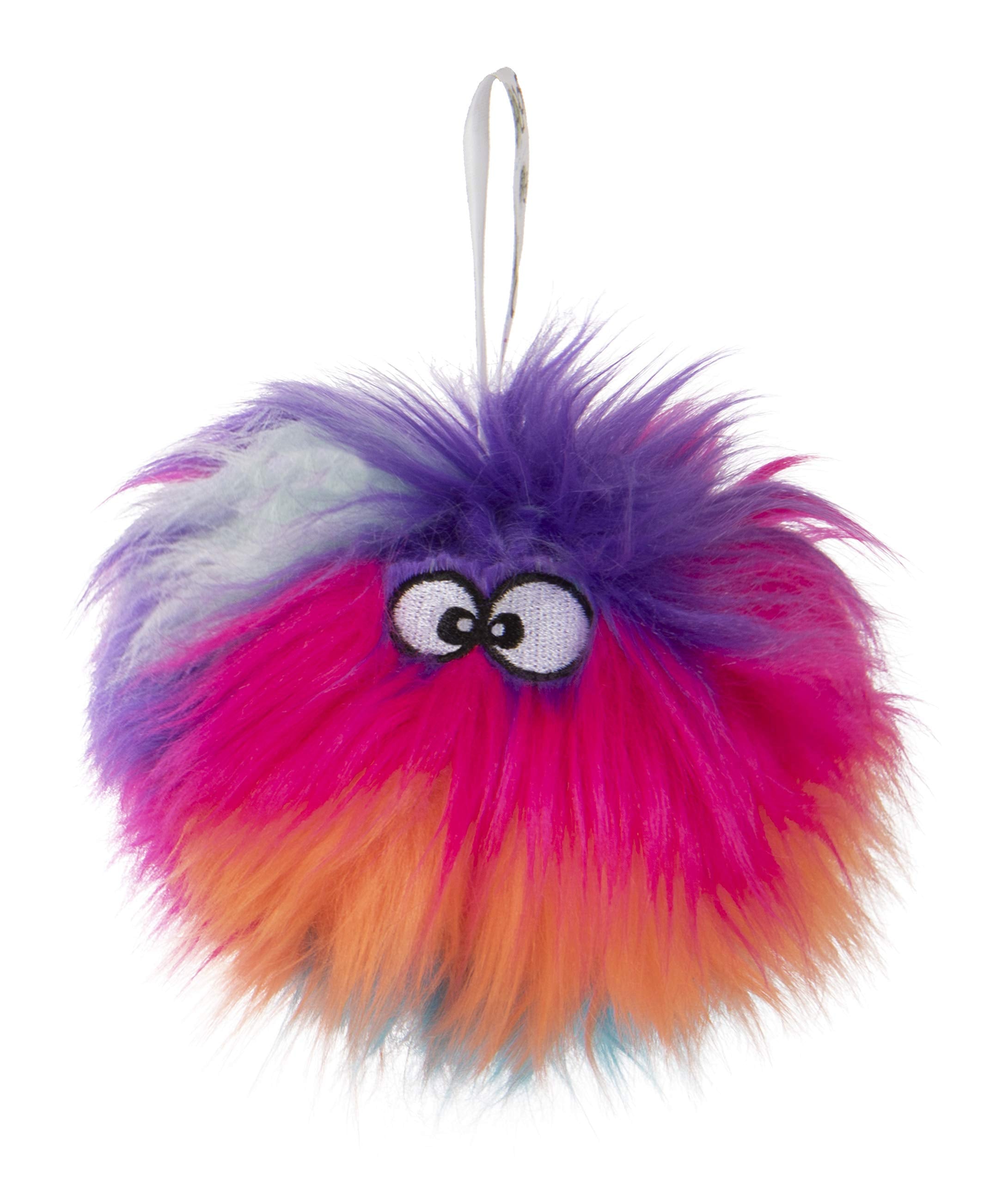 Godog Just For Me Furballz Squeaky Plush Ball Dog Toy, Chew Guard Technology - Cool Rainbow, Mini
