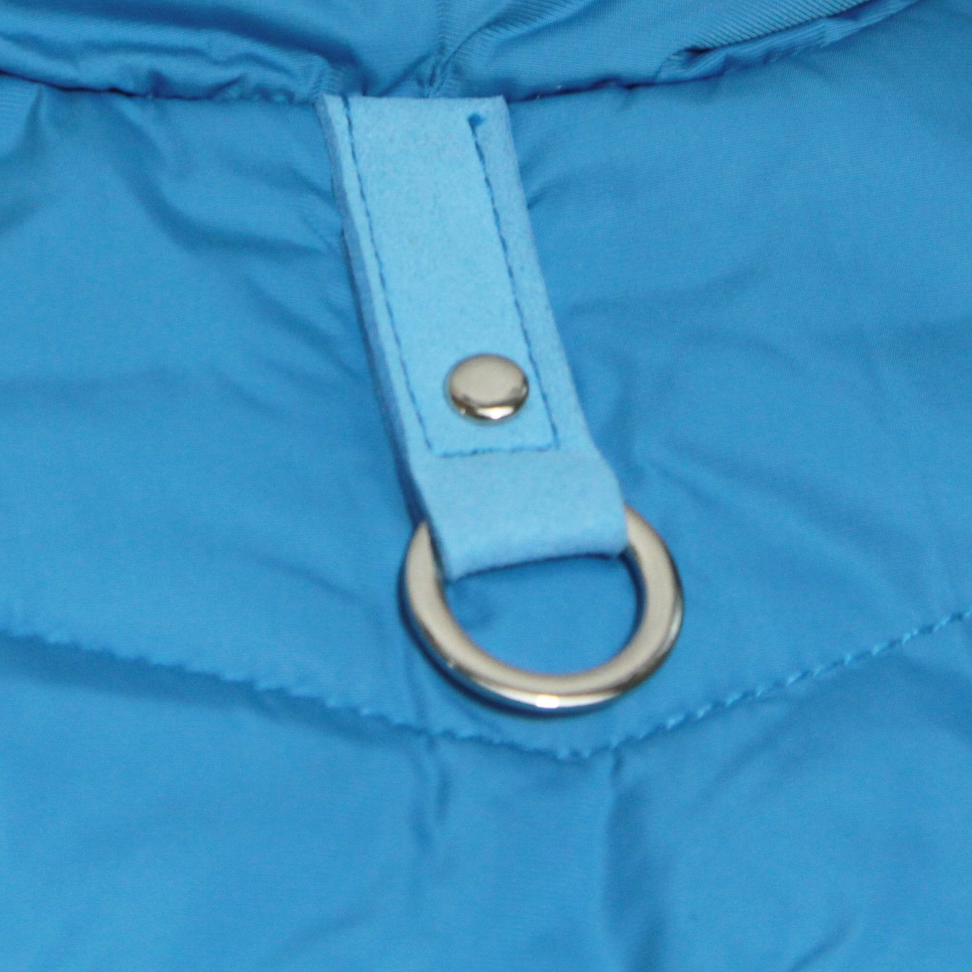 Gooby - Wind Parka, Fleece Lined Small Dog Jacket Coat Sweater with Water Resistant Shell and Leash Ring, Blue, Small