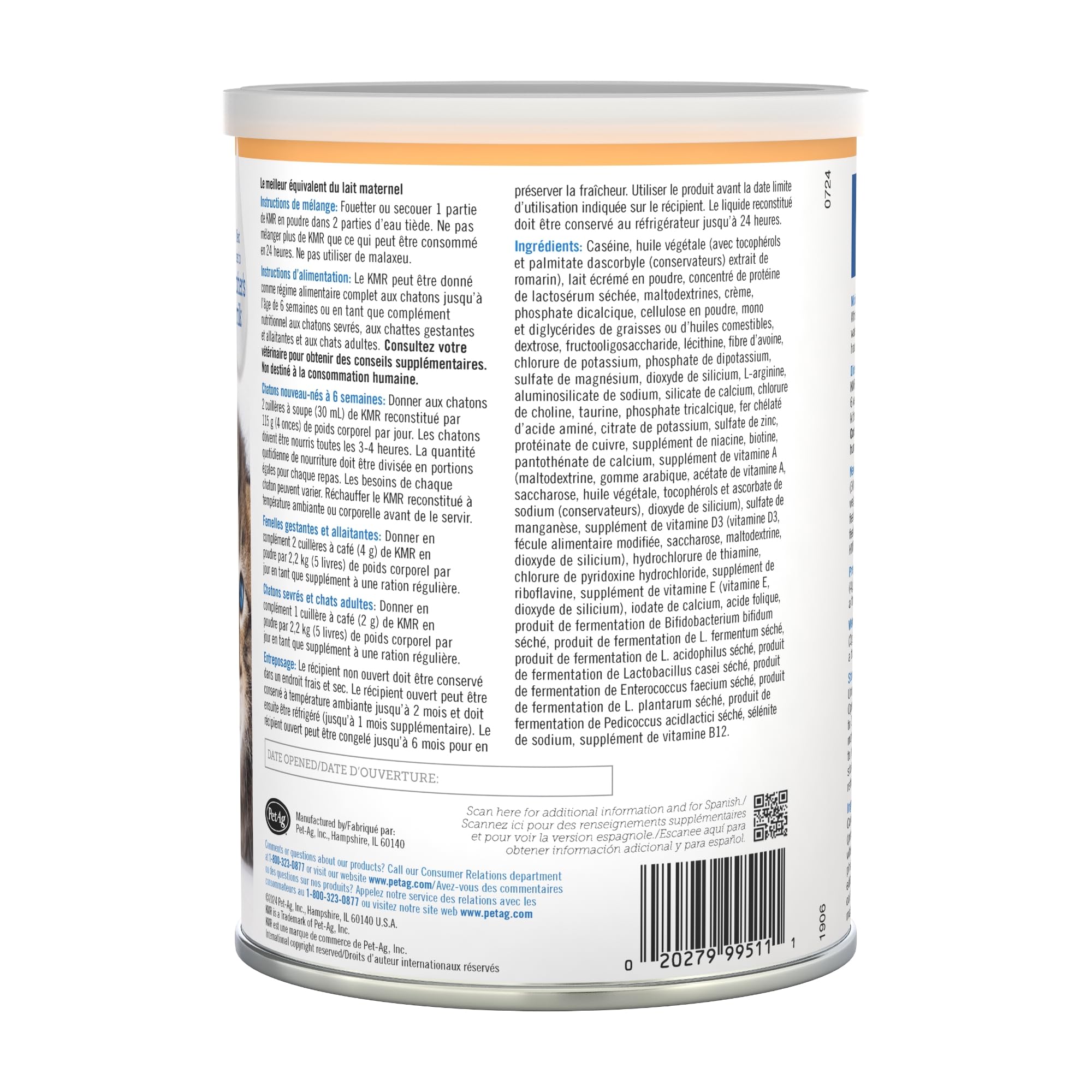 Pet-Ag Kmr Kitten Milk Replacer Powder - 12 Oz - Powdered Kitten Formula With Prebiotics  Probiotics & Vitamins For Kittens Newborn To Six Weeks Old - Easy To Digest -Like New
