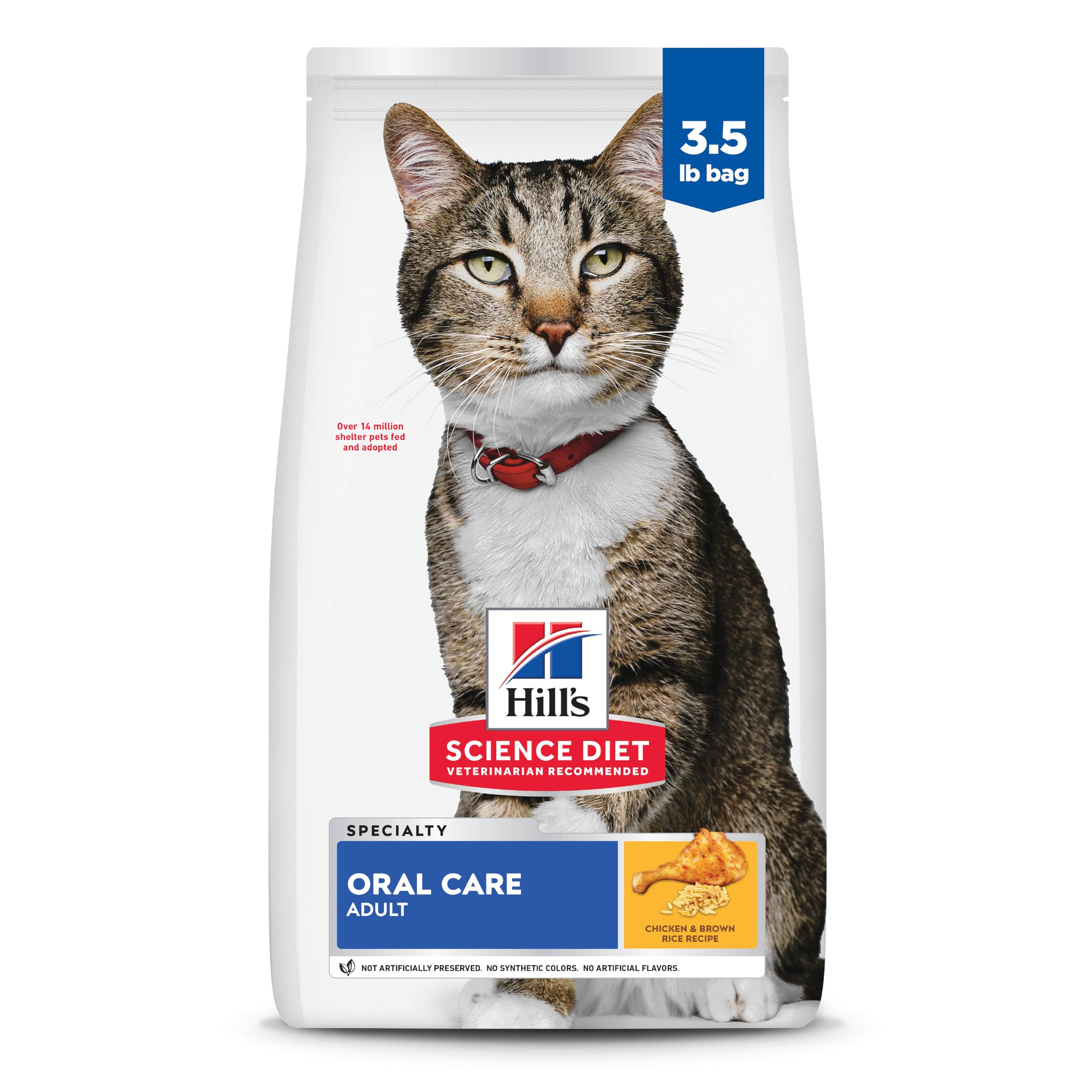 Hills Science Diet Oral Care, Adult 1-6, Plaque & Tartar Buildup Support, Dry Cat Food, Chicken Recipe, 3.5 lb Bag