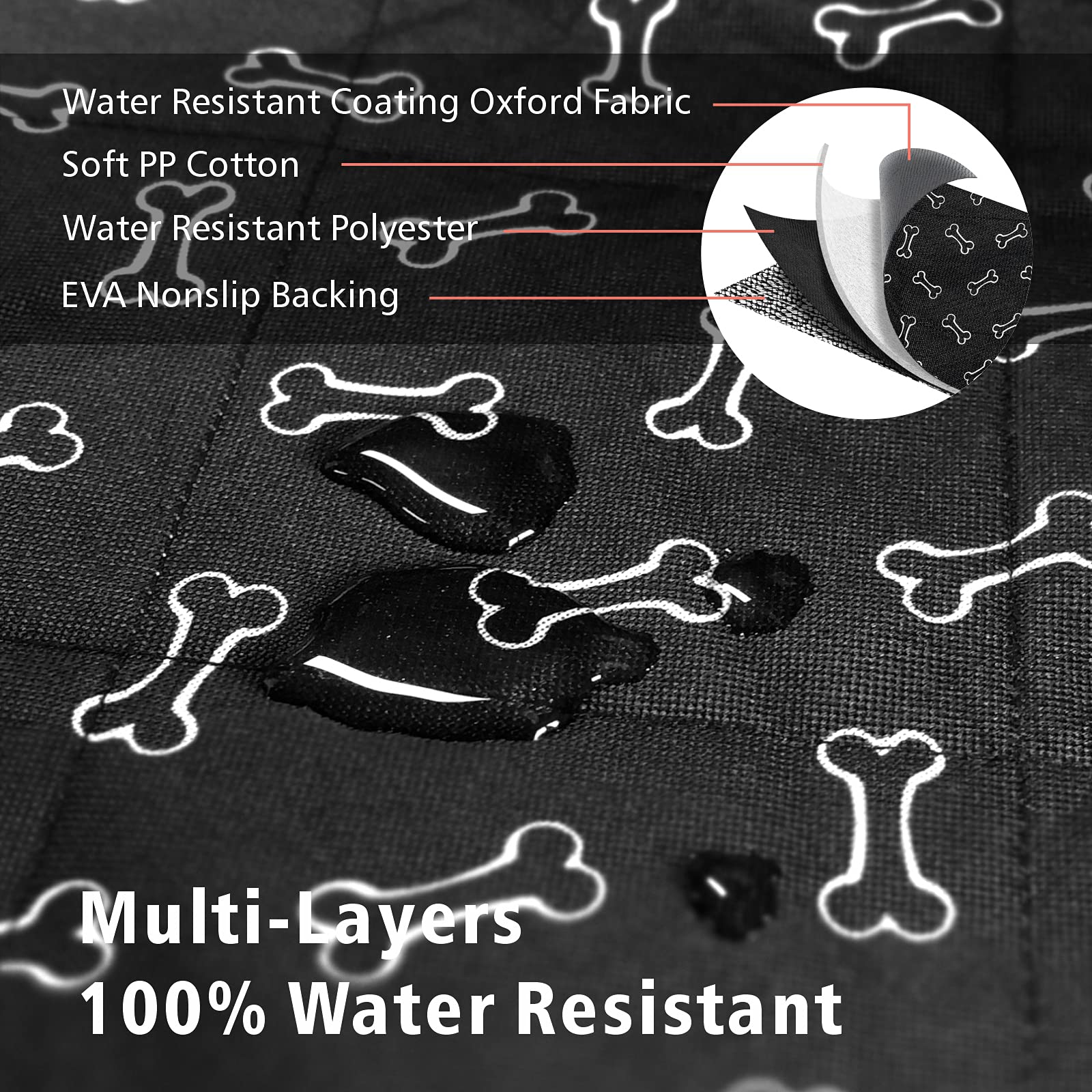 F-Color Suv Cargo Liner For Dogs, Water Resistant Pet Cargo Cover Dog Seat Cover Mat For Suvs Sedans Vans With Bumper Flap Protector, Non-Slip, Large Size Universal Fit, Bone