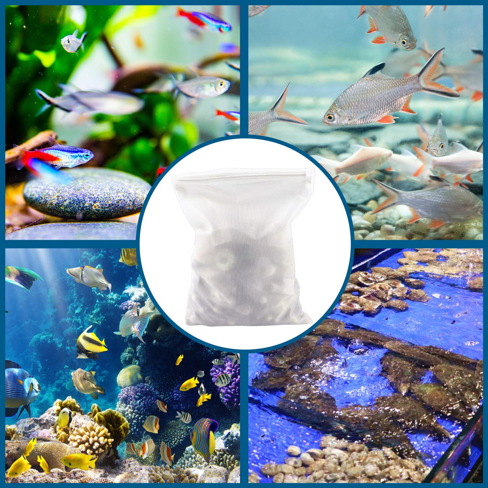 Myfatboss Media Bags For Aquarium - Extra Fine Mesh Bag - 10 Pcs Fine Mesh Reusable Nylon Net Filter Bags With Plastic Zipper Fo
