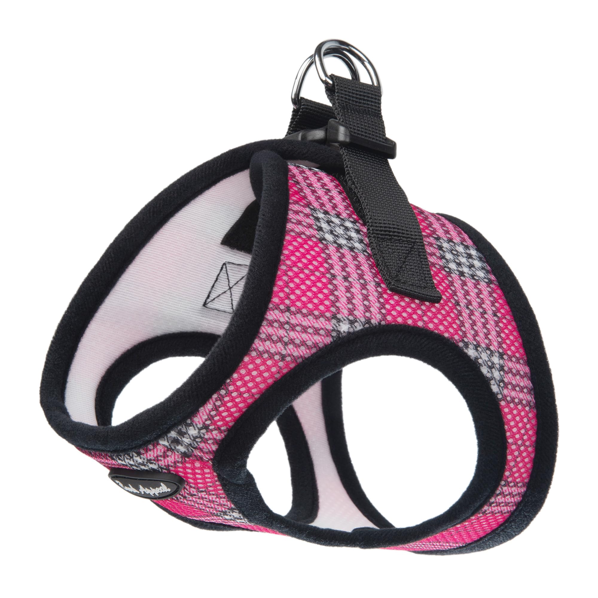Bark Appeal Raspberry Plaid Step-in Dog Harness for Extra Small Sized Pets - Updated Sizing, Re-Measuring is Essential - Soft Ve