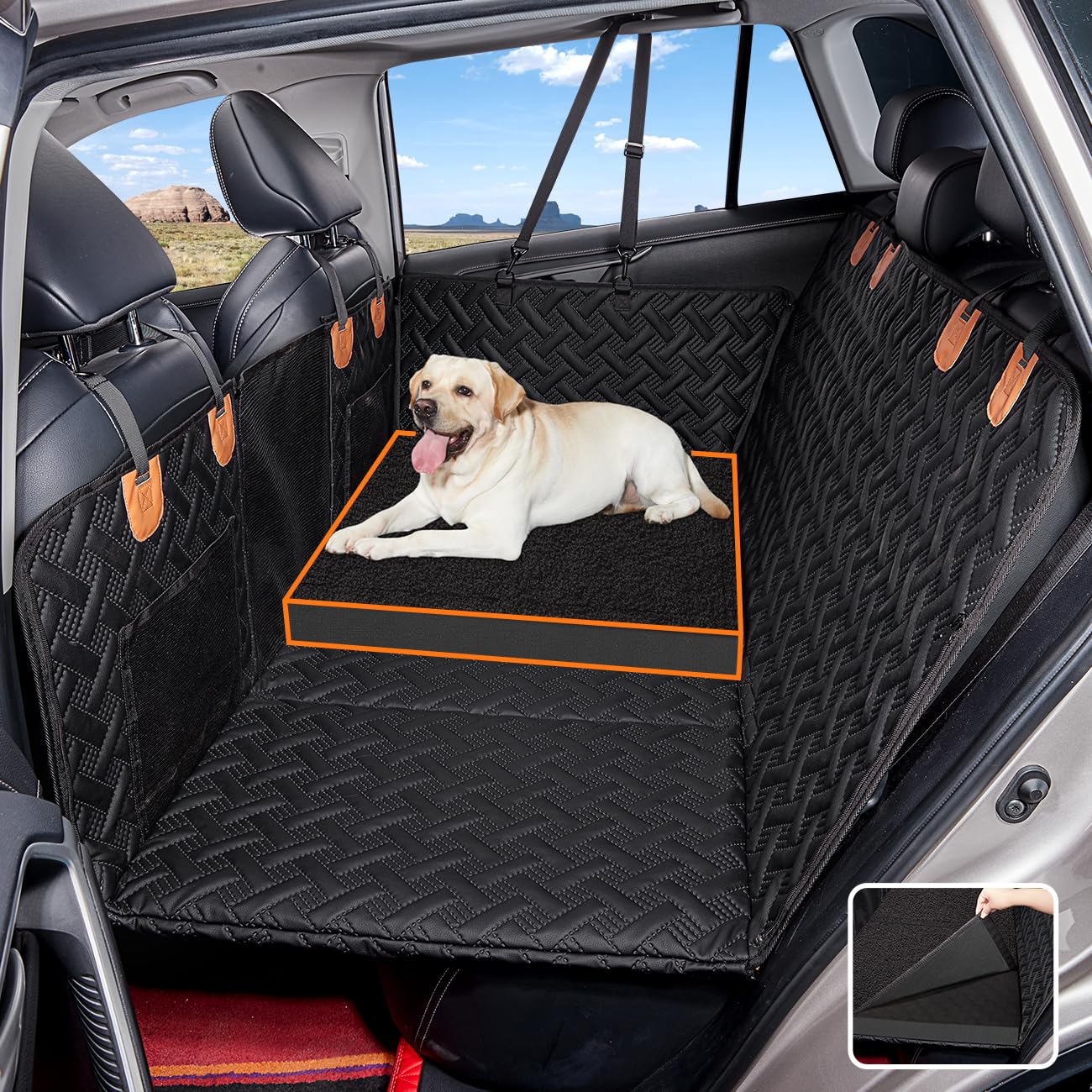 Maxfut Dog Bed For Car Back Seat Extender,Waterproof Large Dog Mat For Seat Cover Back Seat,Washable Pet Bed For Car Hammock(Bla
