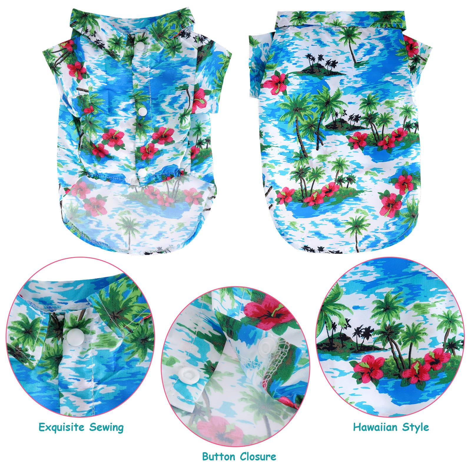 Haakong 3 Pieces Pet Hawaiian Costume Summer Shirts Sunglasses And Wreath For Small To Medium Dog Cat (X-Large)