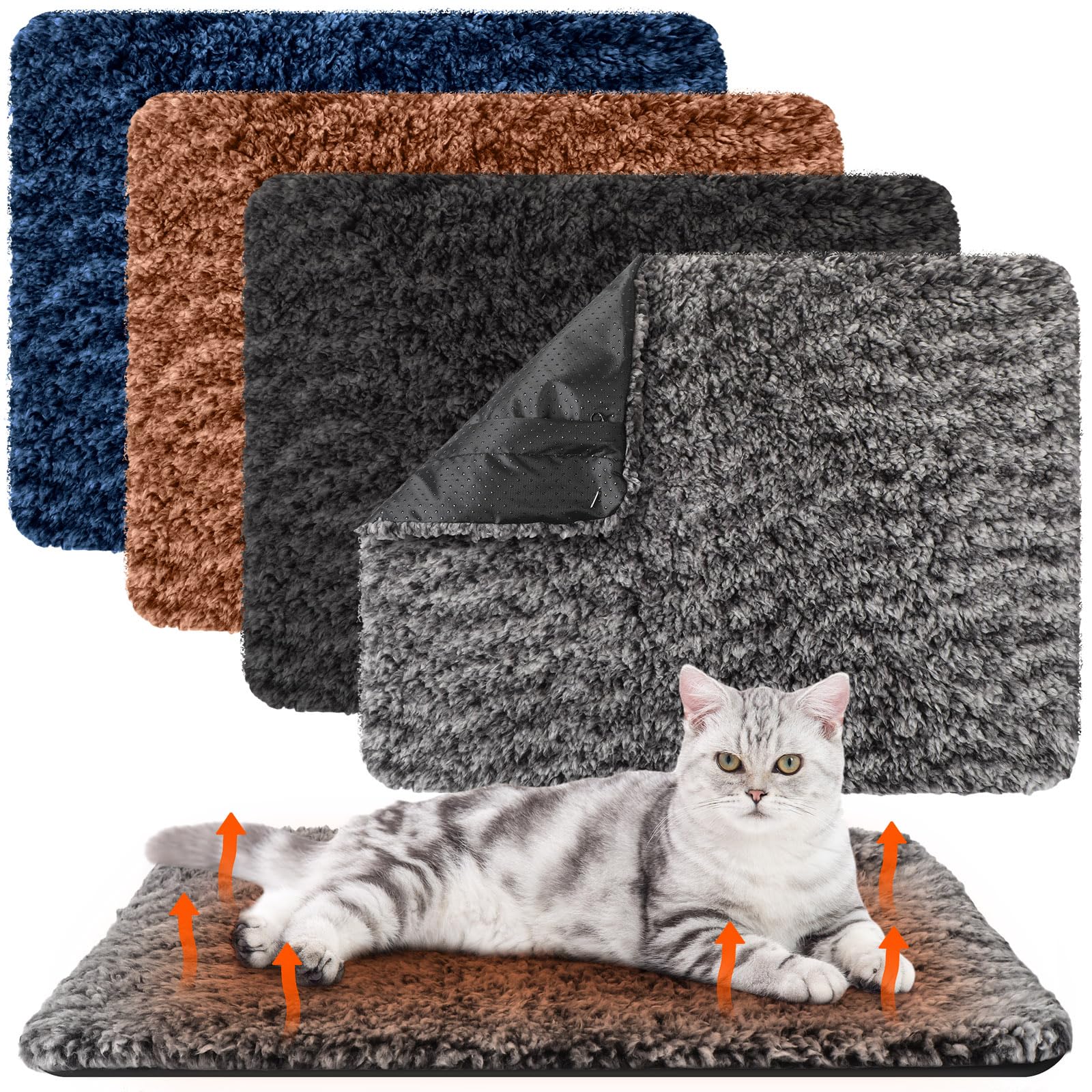 Drydiet 4 Pack Self Warming Cat Bed Indoor Self Heating Dog Cat Pad Washable 16 x 20 Inch Thermal Pet Kennel Pad Crate Bed Mat R