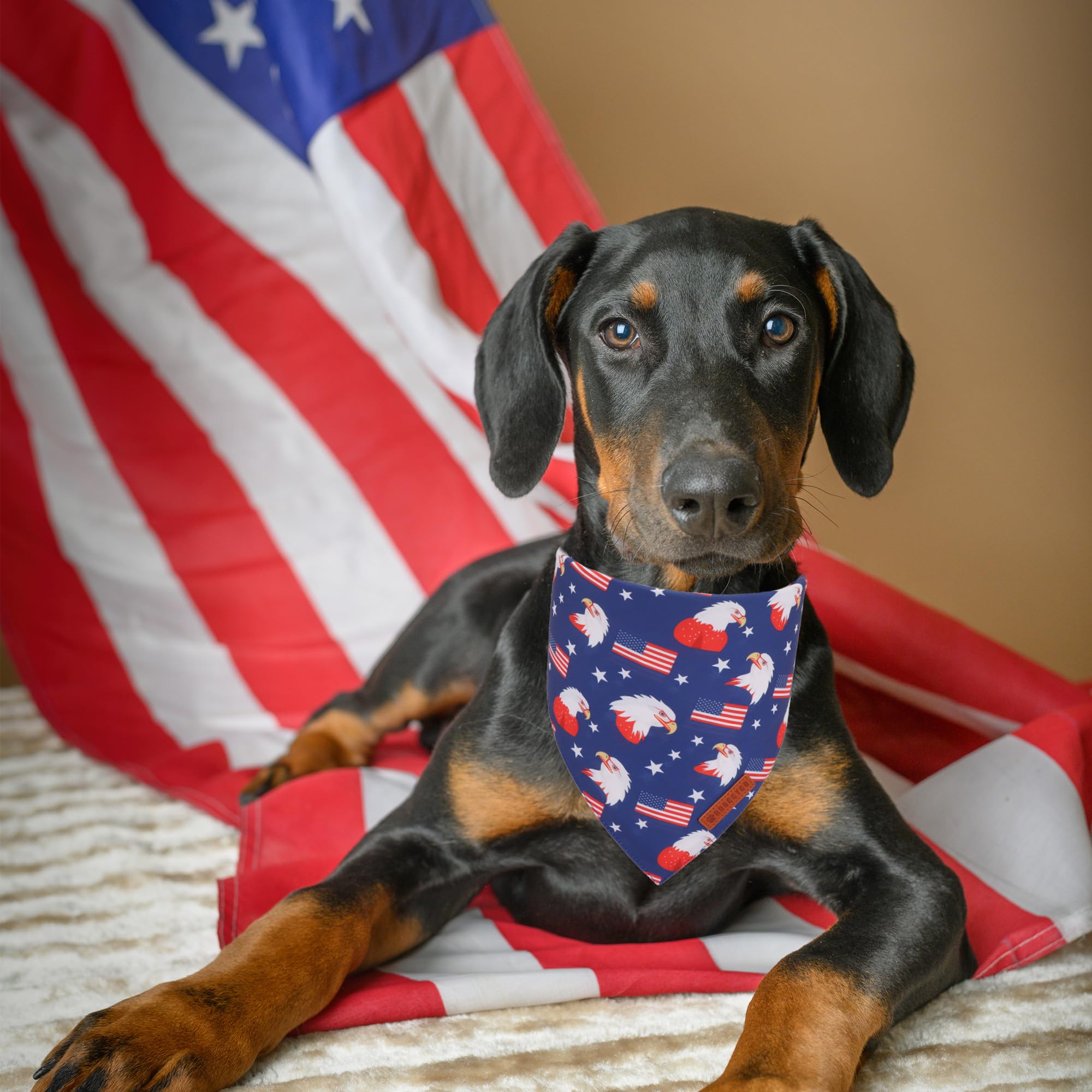 Adoggygo American Flag Dog Bandanas, Red Blue Patriotic Eagles Usa Flag Scarf, Multi Size, 4Th Of July Bandana For Medium Large