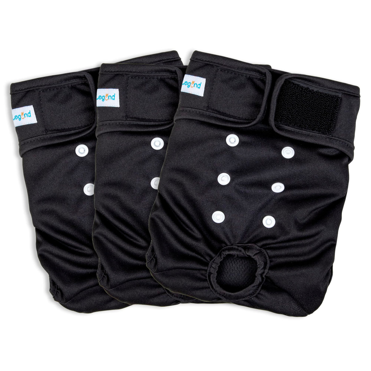 Paw Legend Washable Reusable Female Dog Diapers - No Leak Doggie Diapers For Heat Cycle (3 Pack,Black,Small)
