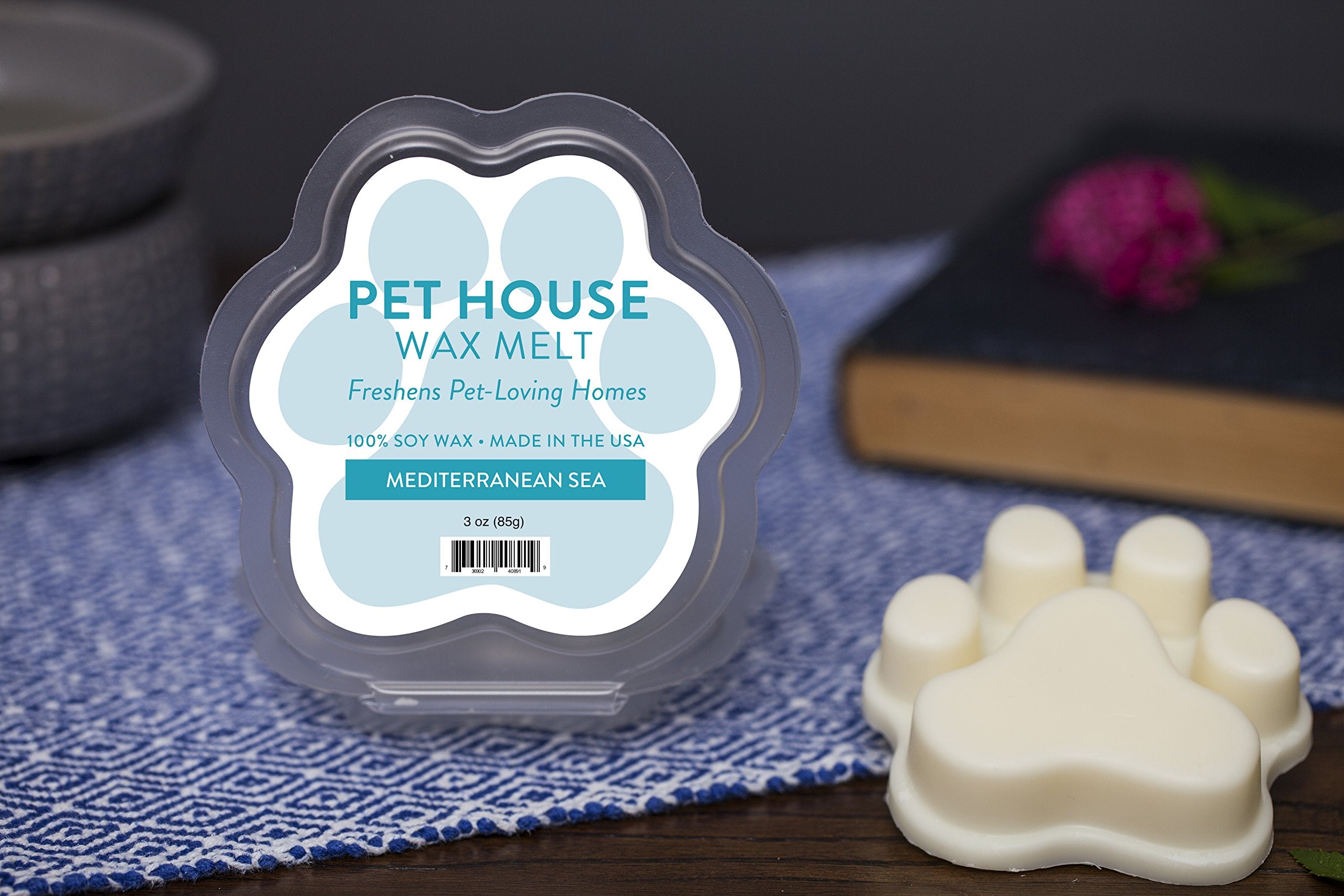 One Fur All 100% Natural Soy Wax Melts In 20+ Fragrances, Pack Of 2 By Pet House - Long Lasting Pet Odor Eliminating Wax Melts, Non-Toxic Pet Wax Melts, Made In Usa (Mediterranean Sea)