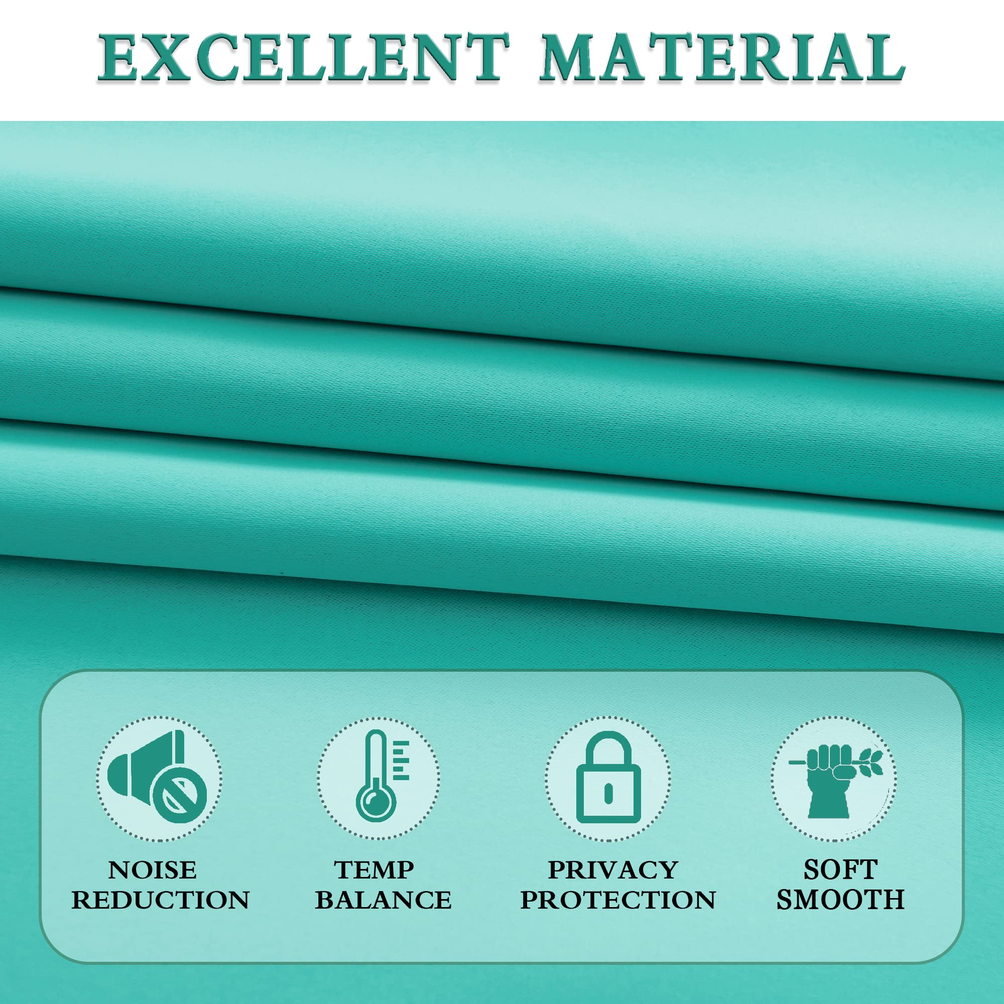 Donren Turquoise Kitchen Blackout Curtain Tiers - Small Curtains For Loft With Rod Pocket(42 X 30 Inches Long,2 Panels)
