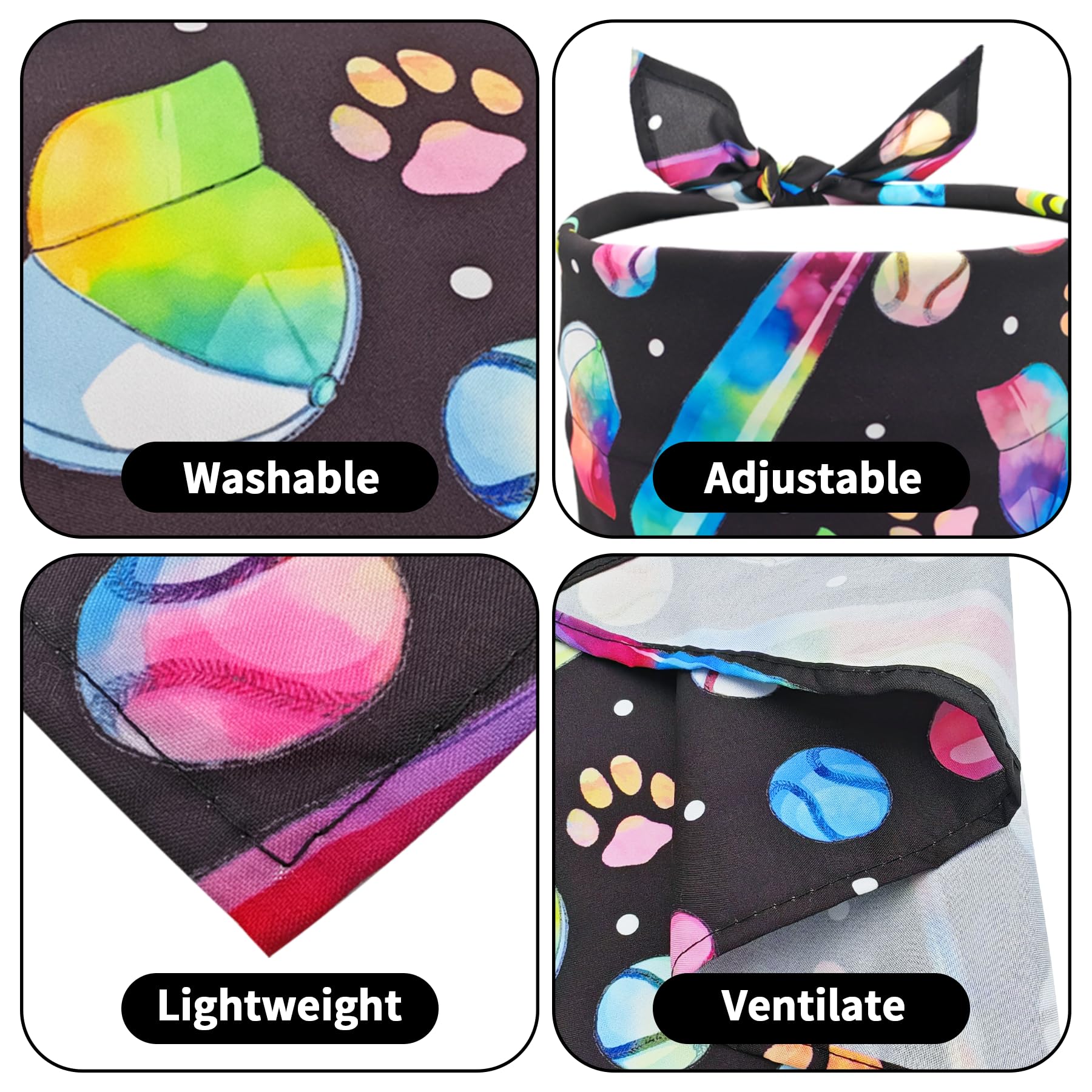 Pai Sence 7 Pcs Small Dog Bandanas Baseball 25 Inch Polyester Dog Bandana For Medium Cats Large Scarves Game Day Grooming M