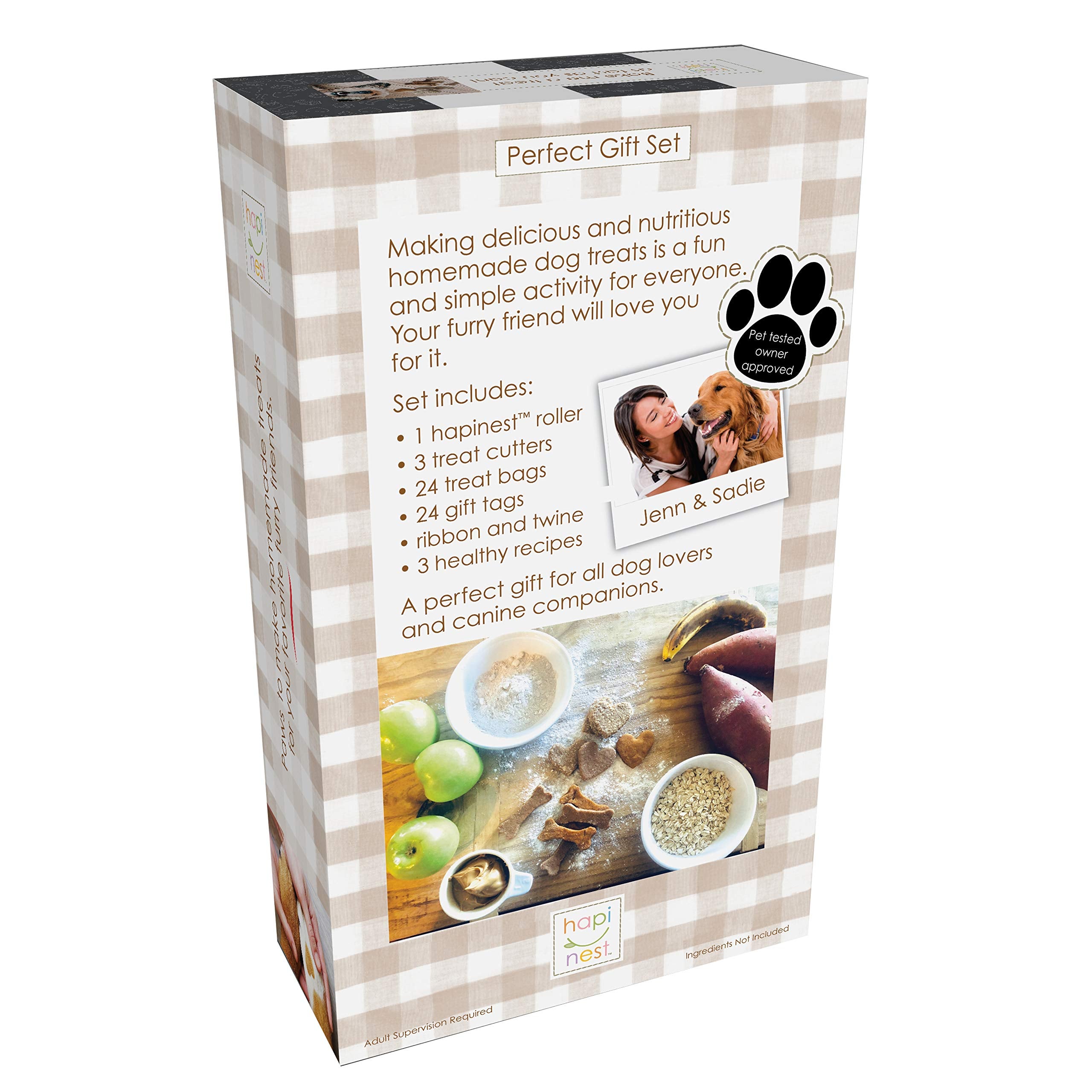 Hapinest Make Your Own Homemade Dog Treats Kit, Dog Treat Maker, Dog Cookie Cutters, 24 Gift Bags & Tags, Dog Biscuit Roller & 3