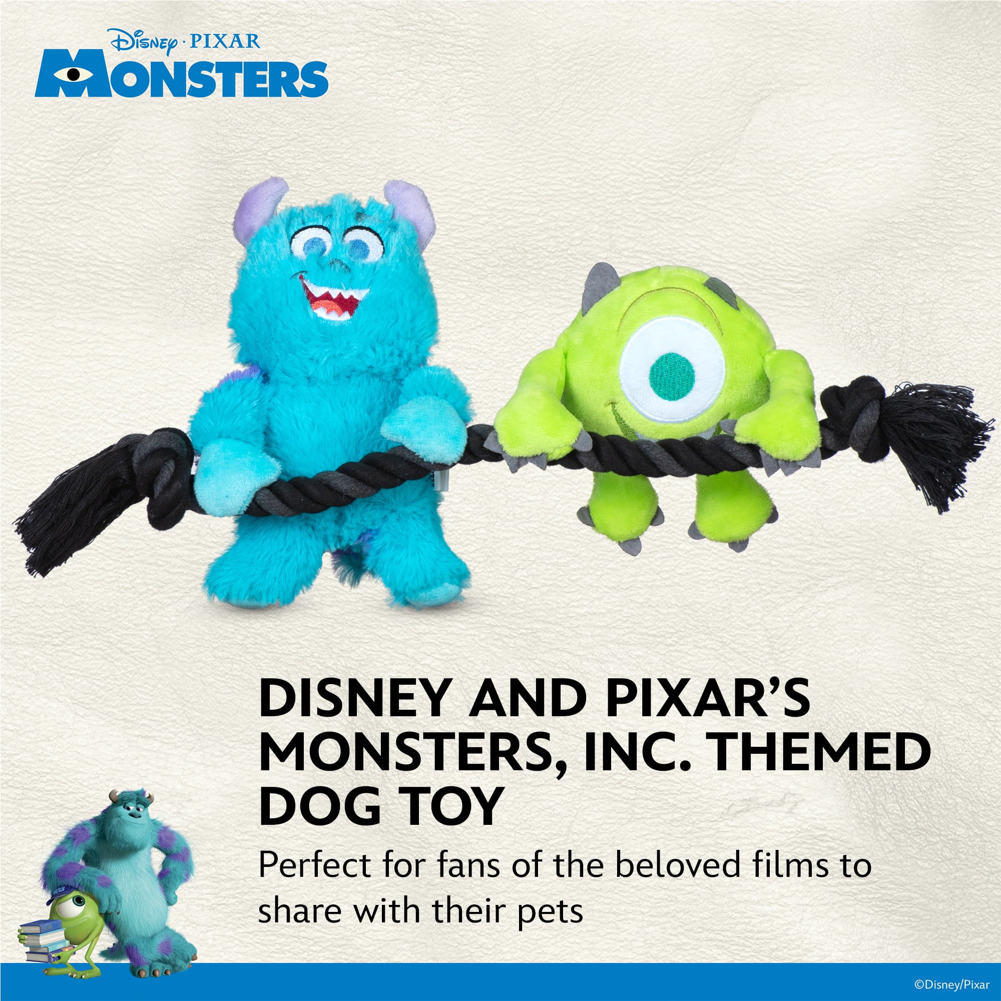 Disney For Pets Pixars Monsters, Inc. Rope Pet Toy, 12In | Disney Pixar Dog Toys | Rope Tug Toy For Dogs Inspired By Mike And Su