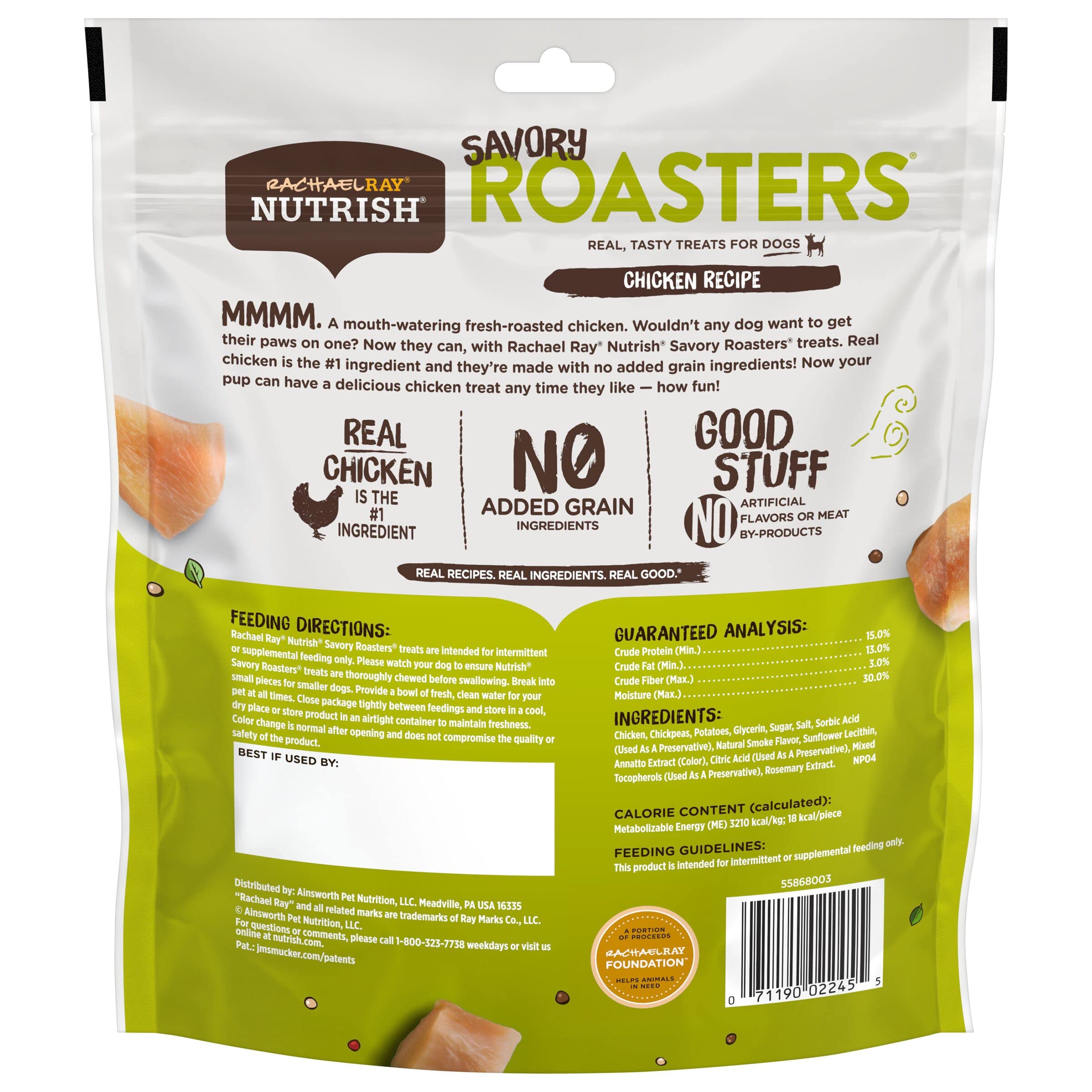 Rachael Ray Nutrish Savory Roasters Real Meat Dog Treats, Roasted Chicken Recipe, 12 Ounces, Grain Free