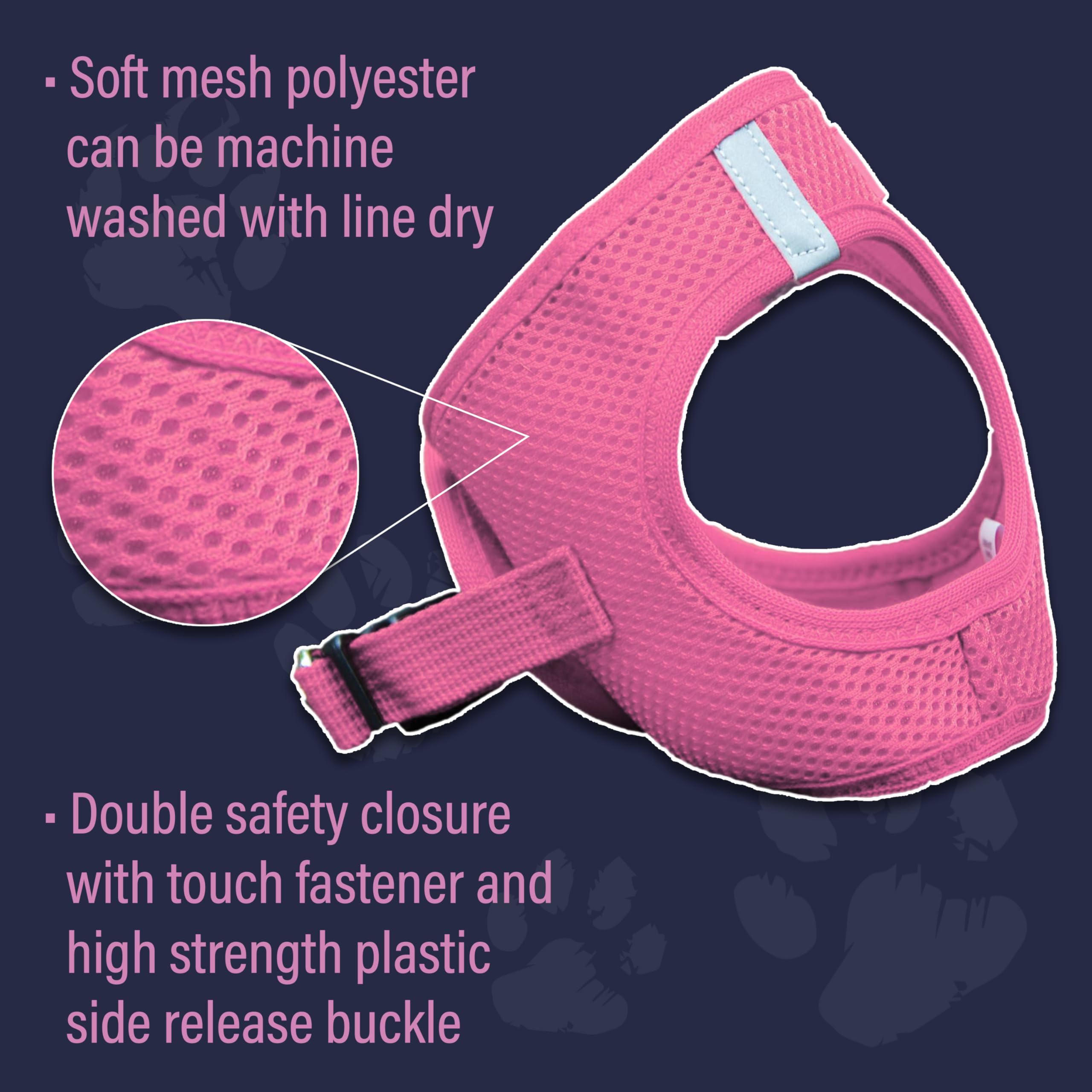 Doggie Design Dog Harness - No Choke Dog Harness, Dog Vest, Mesh Polyester, Pet Harness, Simple Step in and Go Design, Harness for Dog - Candy Pink, 2XL