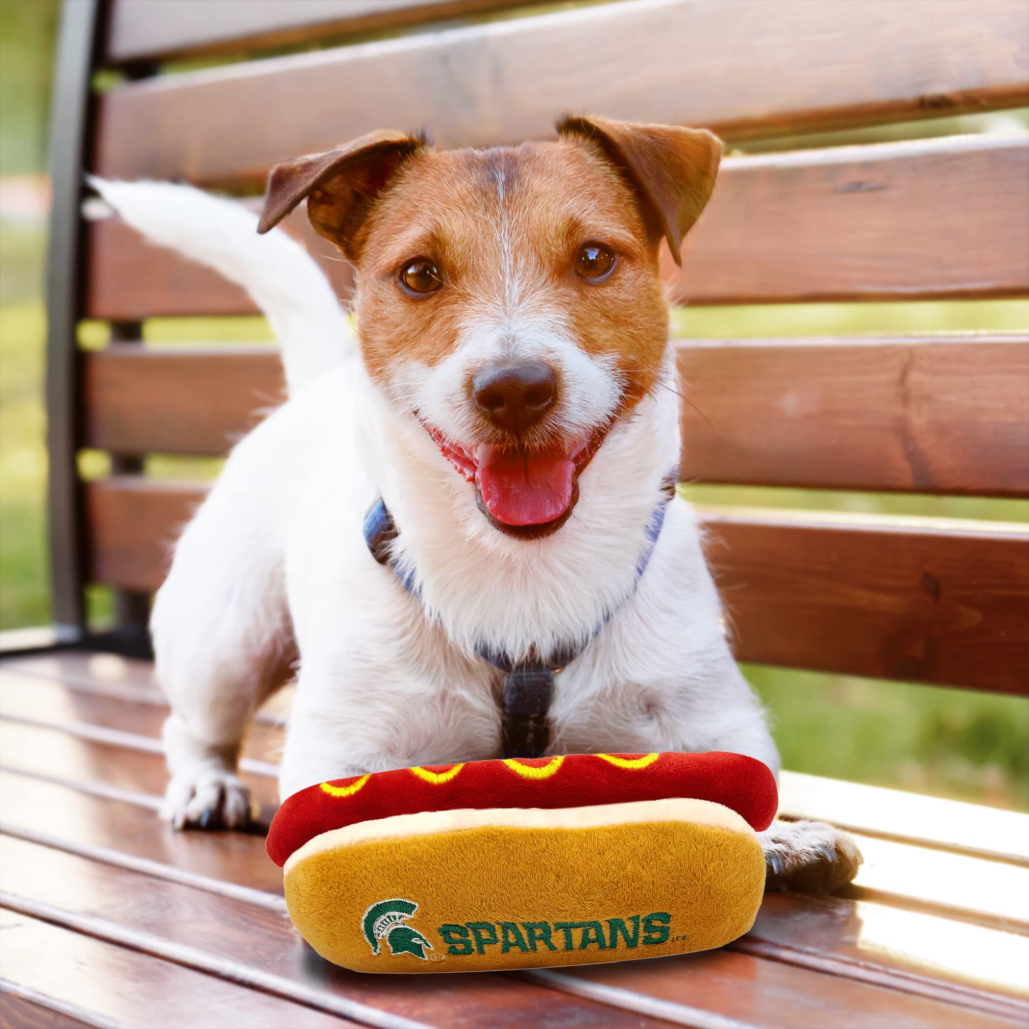 Pets First Ncaa Michigan State Spartans Hot Dog Plush Dog & Cat Squeak Toy- Cutest Hot-Dog Snack Plush Toy For Dogs & Cats With