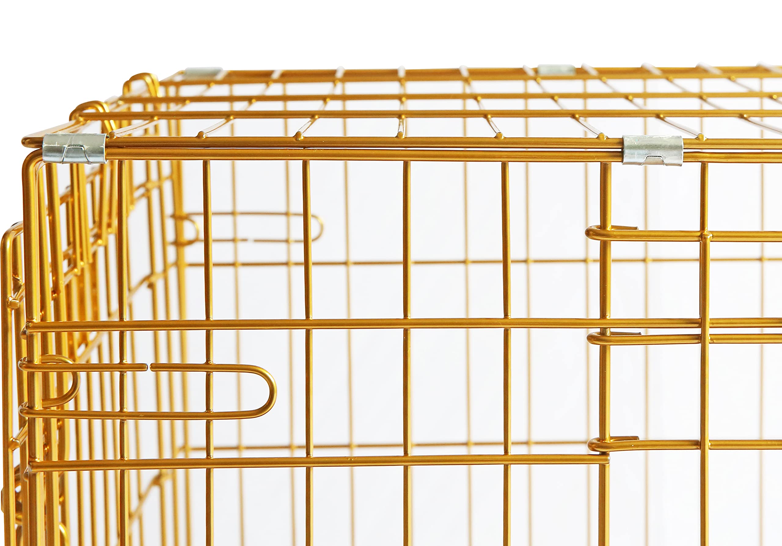 Homey Pet Gold Color Folding Design Dog Crate Puppy Kennel With Removable Floor Grid And Pull Out Tray