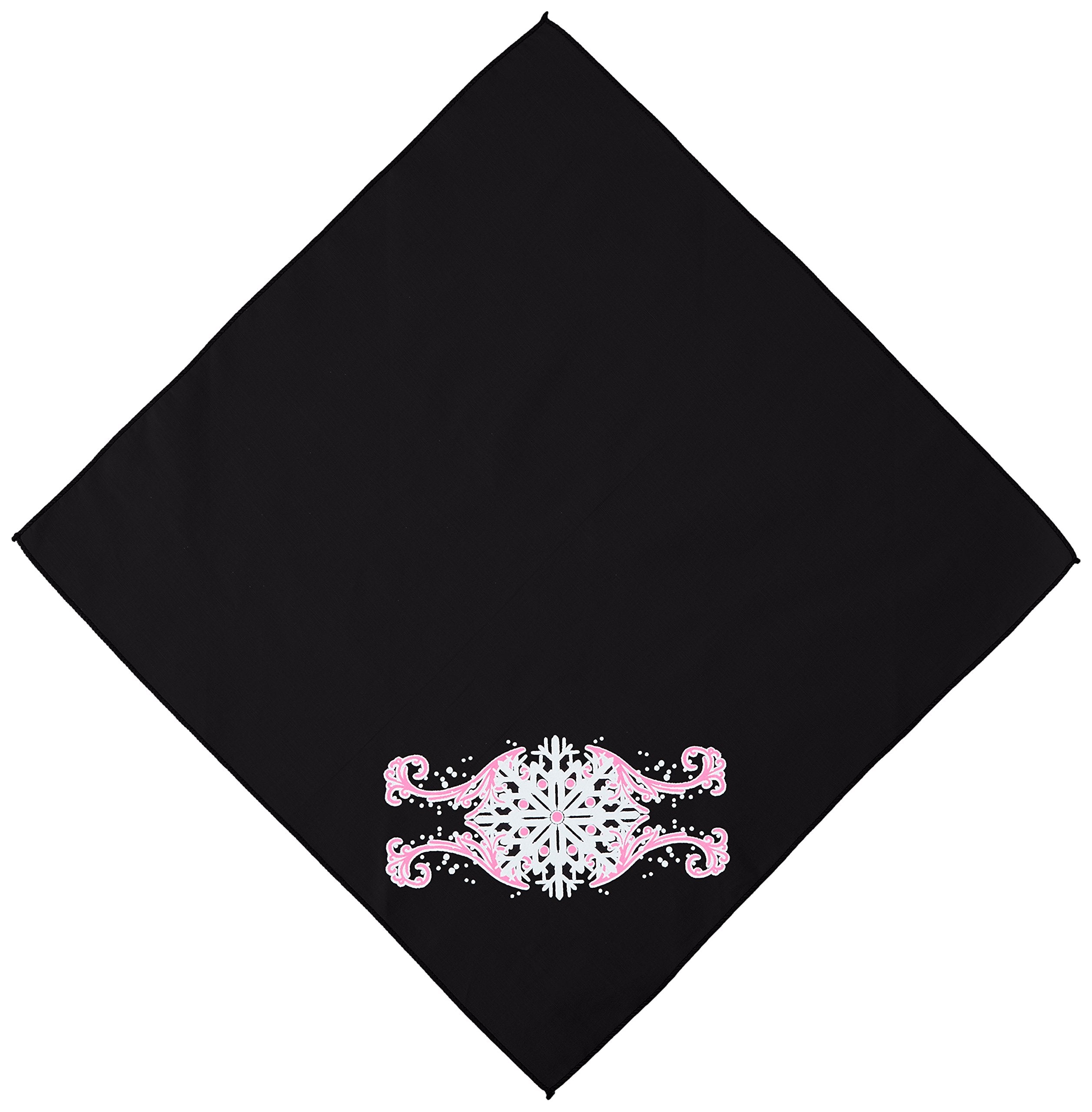 Christmas Pet and Dog Bandana Screen Printed, &quot;Pink Snowflake Swirls&quot; Black Small