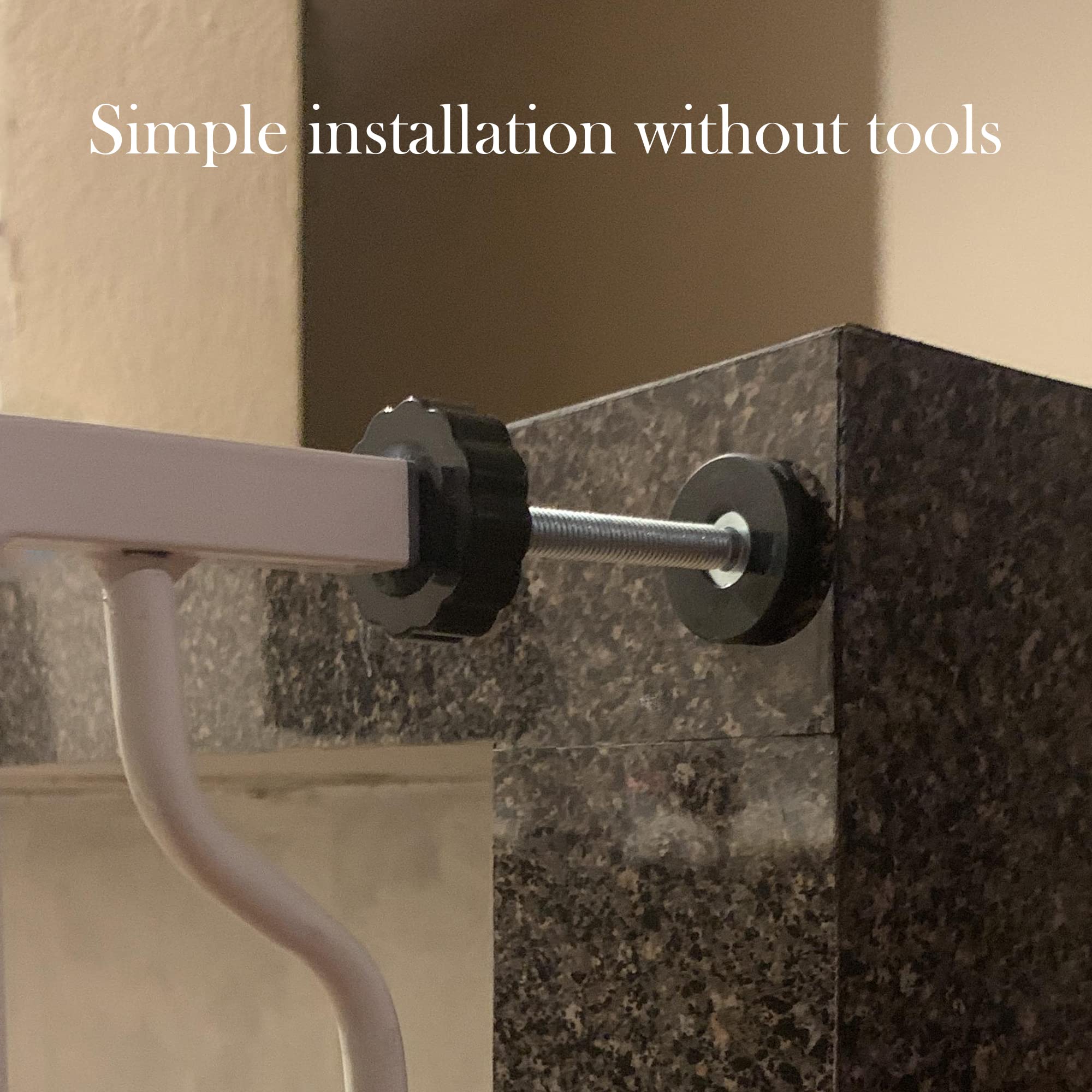 vmaisi 4 Pack 8MM Baby Gate Threaded Spindle Rods, Black Replacement Parts Kit for Dog Pressure Mounted Safety Gates