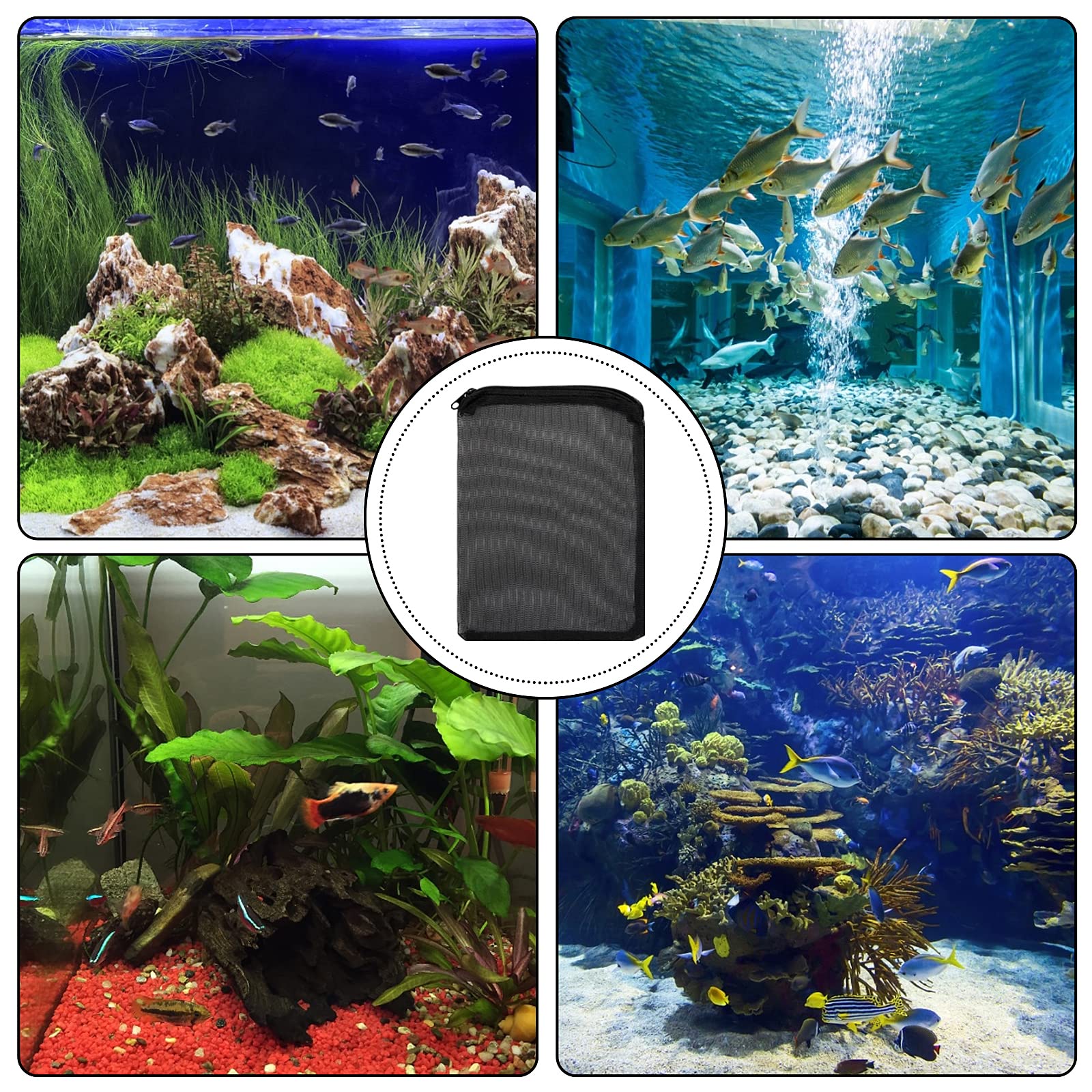 Cobee Aquarium Filter Bags, 10Pcs Aquarium Filter Media Bags With Zipper Fish Tank Media Mesh Filter Bag High Flow Fine Mesh Net
