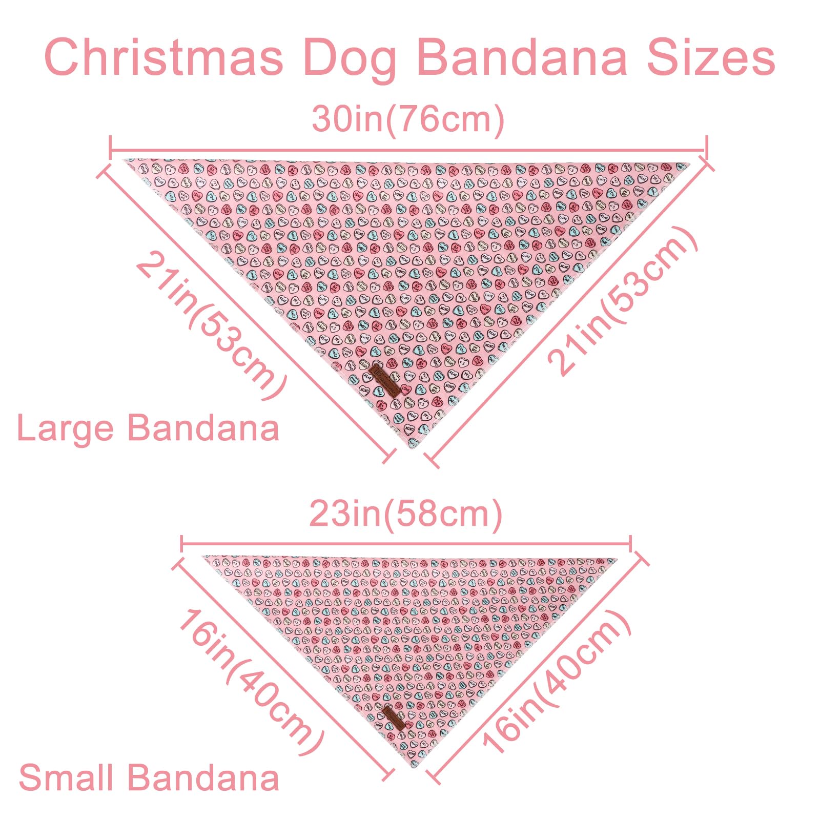 Up Urara Pup Valentine Dog Bandana - Pink Heart Triangle Bid Scarf For Small & Medium Dogs, Cotton Kerchief For Girls & Boys, Re