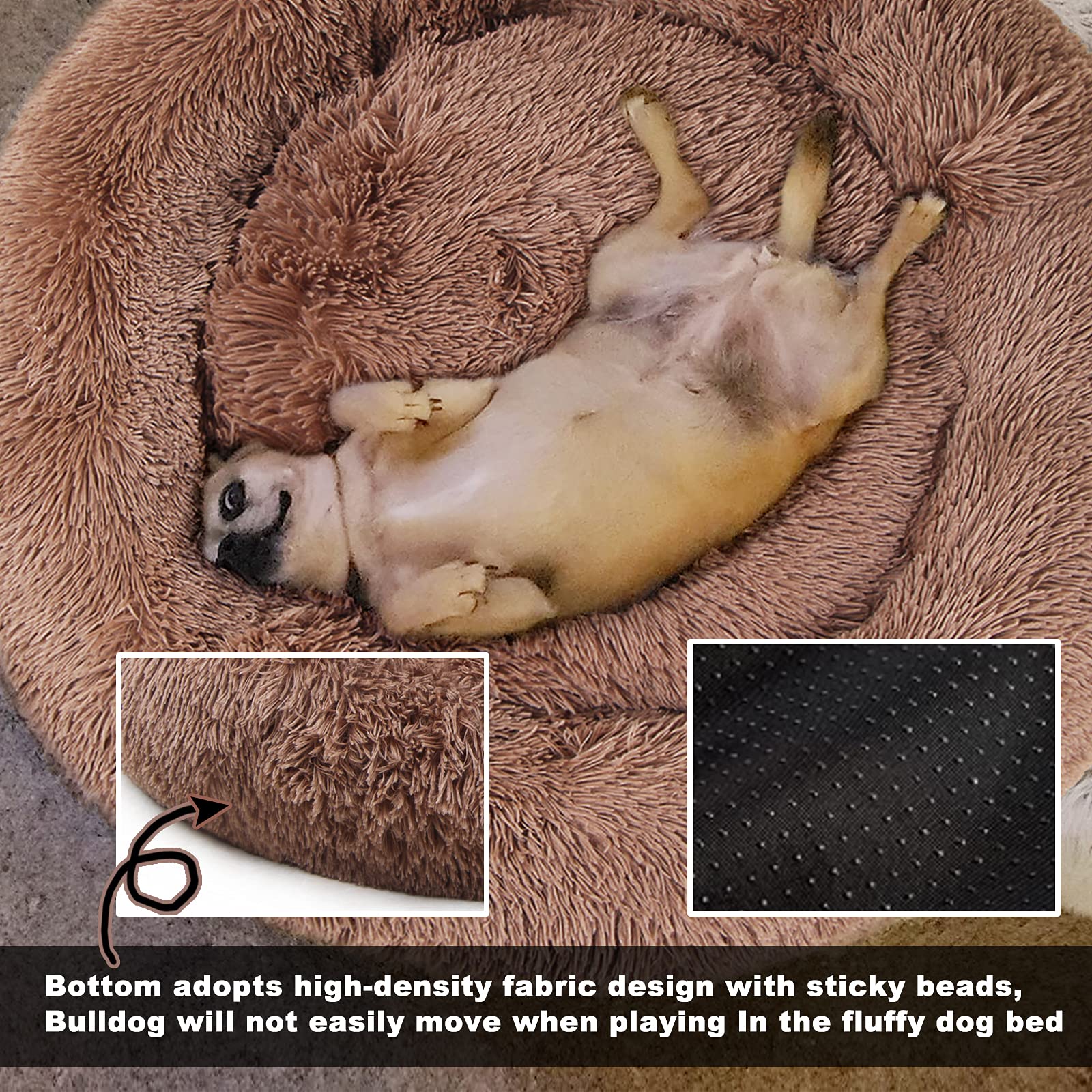 Dog Beds For Medium Dogs Washable Donut French Bulldog Ded Calming Cat Bed For 2 Cats 30 Inches Fluffy Cozy Puppy Bed Washable A