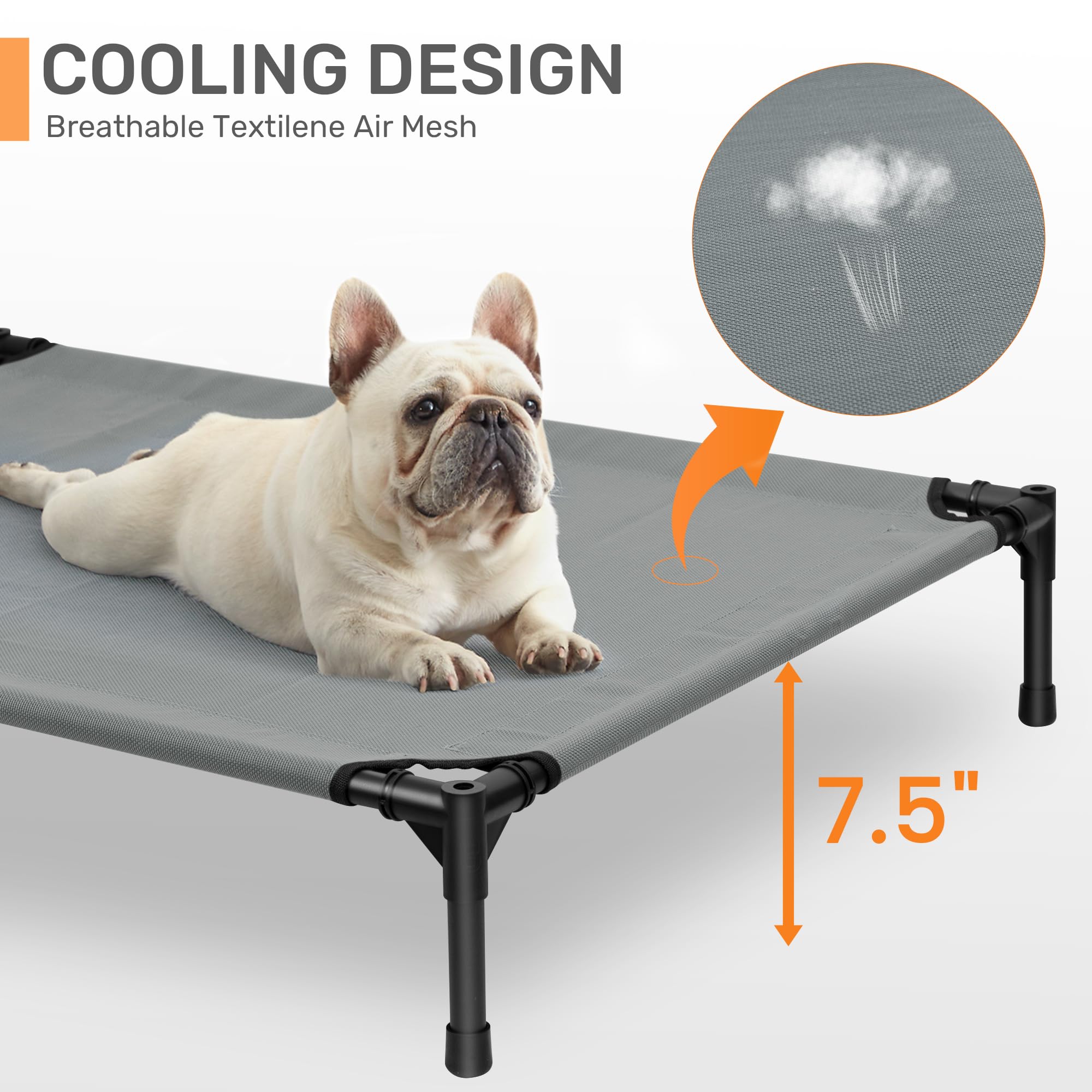 Heeyoo Elevated Dog Bed With Canopy, Portable Dog Cot With Removable Shade Tent, Outdoor Raised Pet Cot Cooling Bed For Dogs