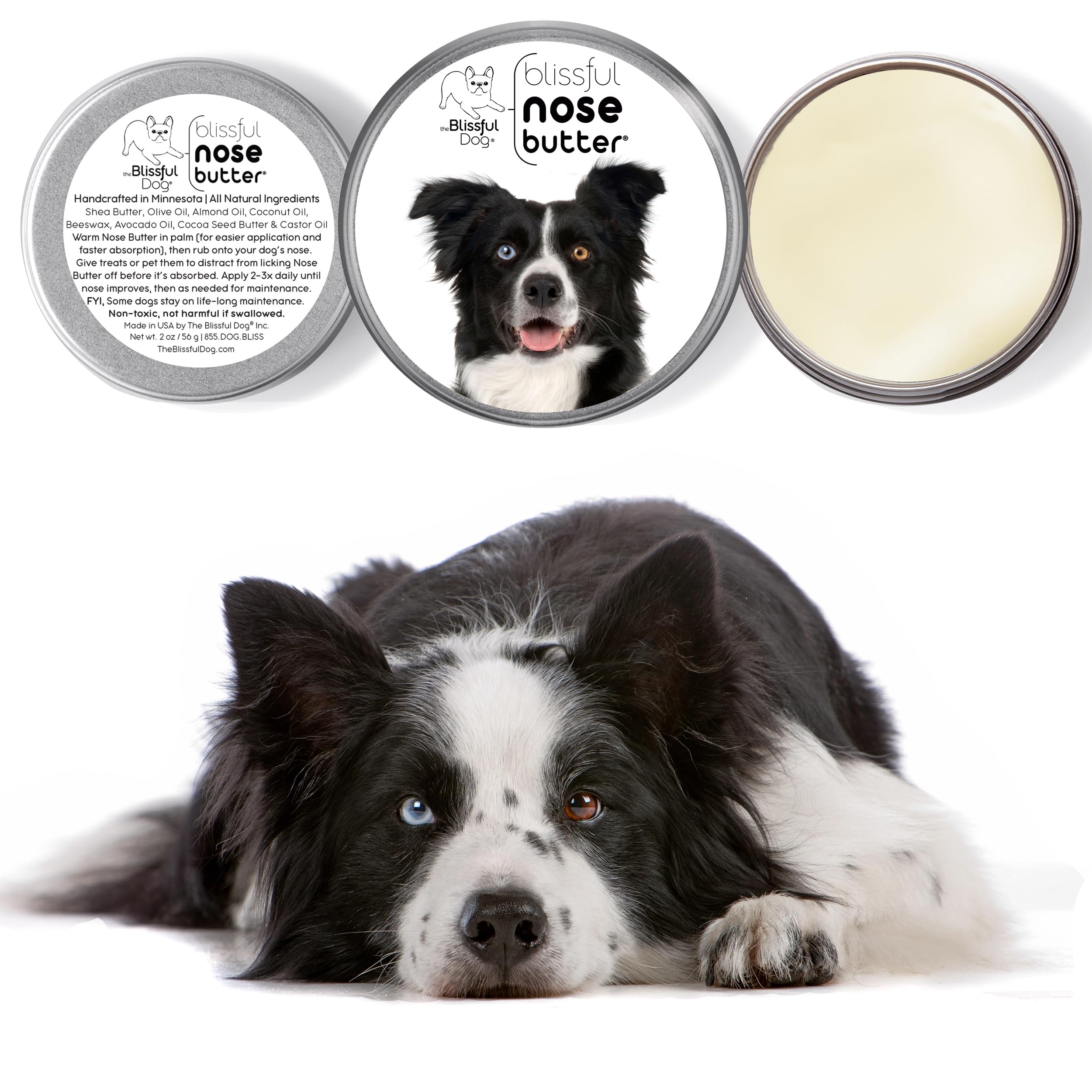 The Blissful Dog Border Collie Unscented Nose Butter, 8-Ounce