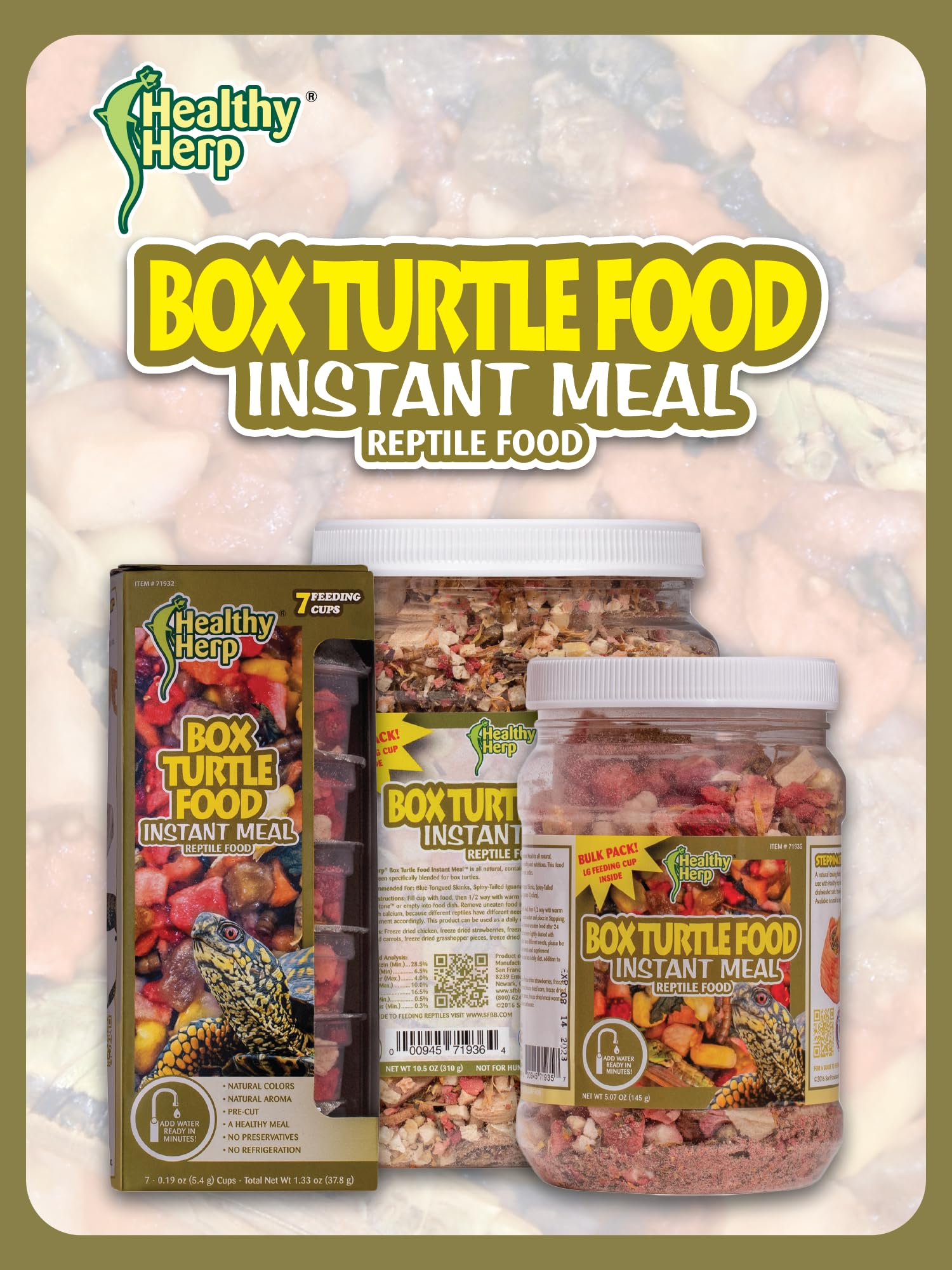 Healthy Herp Box Turtle Food Instant Meal for Reptiles - Nutritious Turtle Food, Tortoise Habitat Accessories, Tortoise Food - M