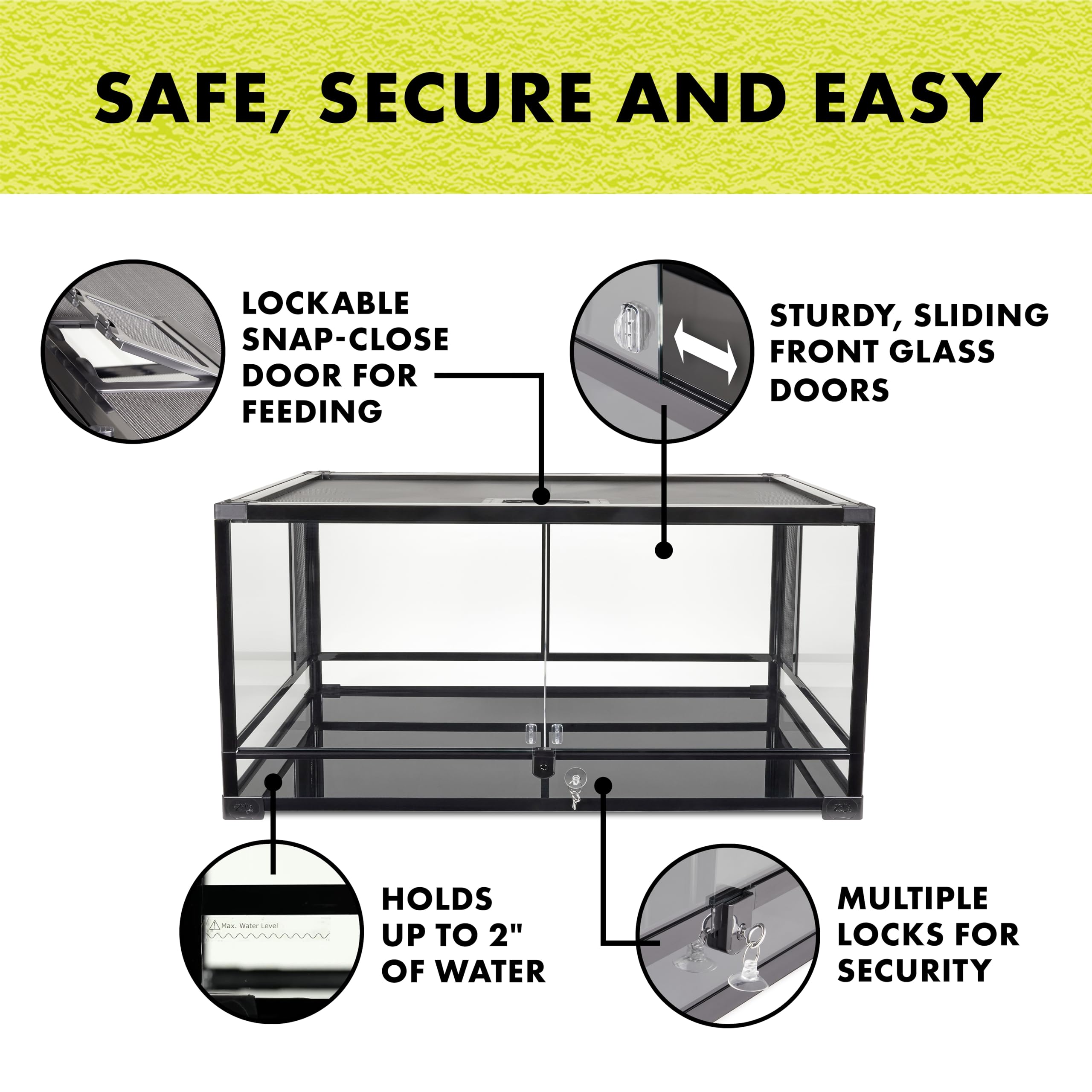 Zilla Quickbuild Reptile 40 Gallon Glass Terrarium Habitat With Swing Door For Geckos, Snakes, Lizards, Frogs, Turtles, And Tort