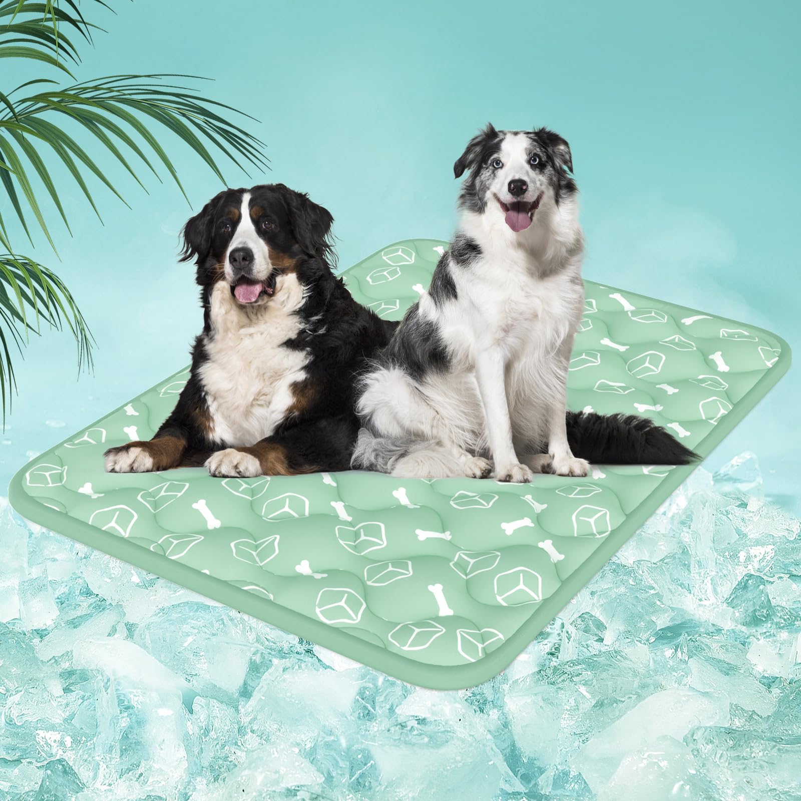 Rywell Dog Cooling Mat 2.0, Nature Green,59 x 40 Thick & Durable Cooling Mat for Extra Large Dogs, Long-Lasting Cool with Waterp