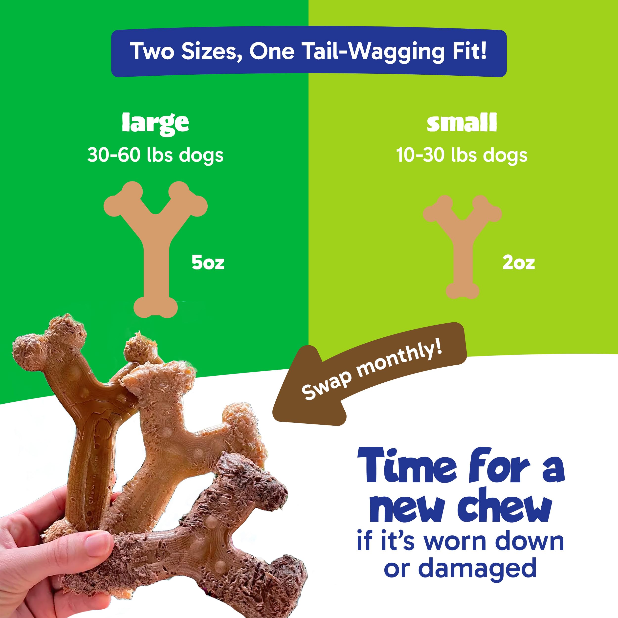 Chew'Ems Durable Chewy Dog Toys | Long-Lasting & Flavorful Chew Dog Toys, Large Dog Breeds | Beef-Flavored, Large Dogs