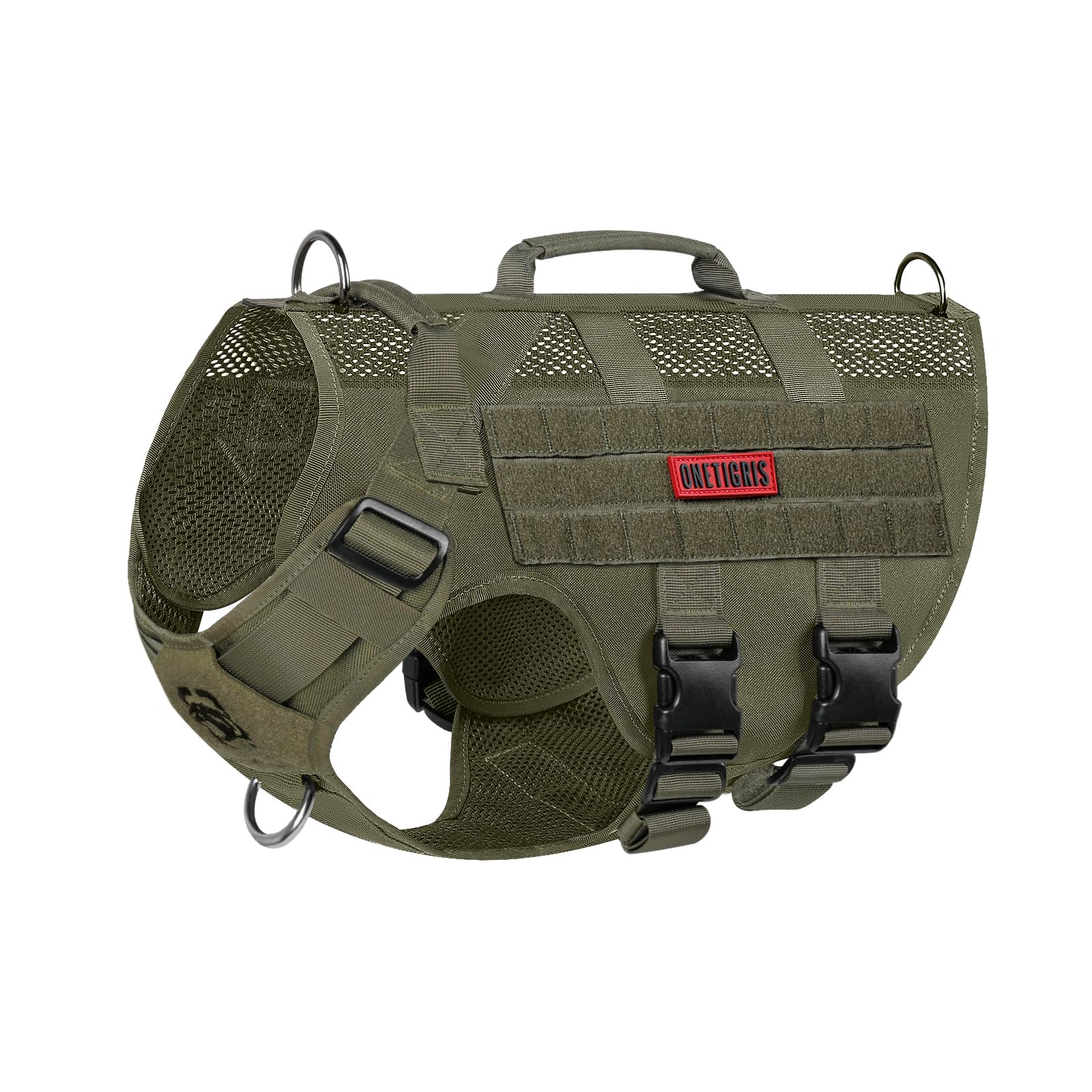 Onetigris No Pull Tactical Dog Mesh Harness For Medium Dogs, Aire Mesh Breathable Military Dog Molle Vests With Handles, Service