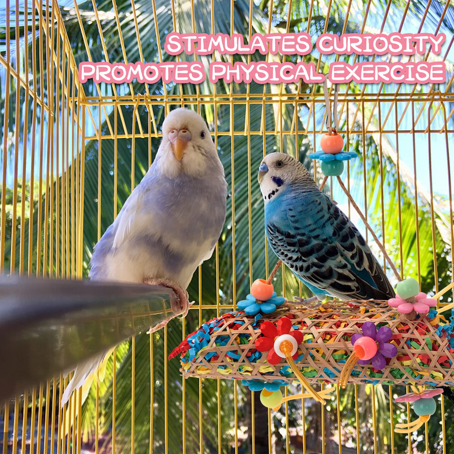 RLRICH 6 Pack Bird Colorful Chewing Toys Parrot Foraging Shredder Toys Shred Hanging Foraging Toys,Comfy Perch Parrot Toys for R