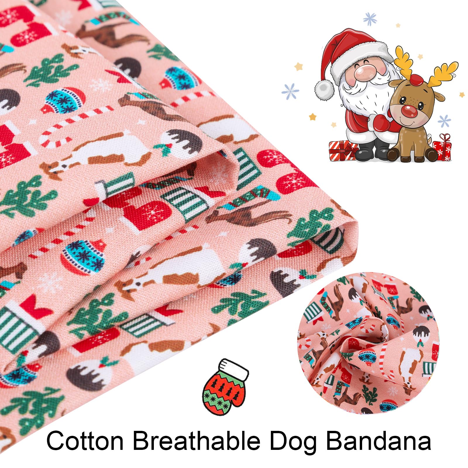 Aring Pet Christmas Dog Bandana Cute Pink Dog Bandanas, Comfortable Christmas Pet Scarf Dog Triangle Bibs For Small To Large Dog