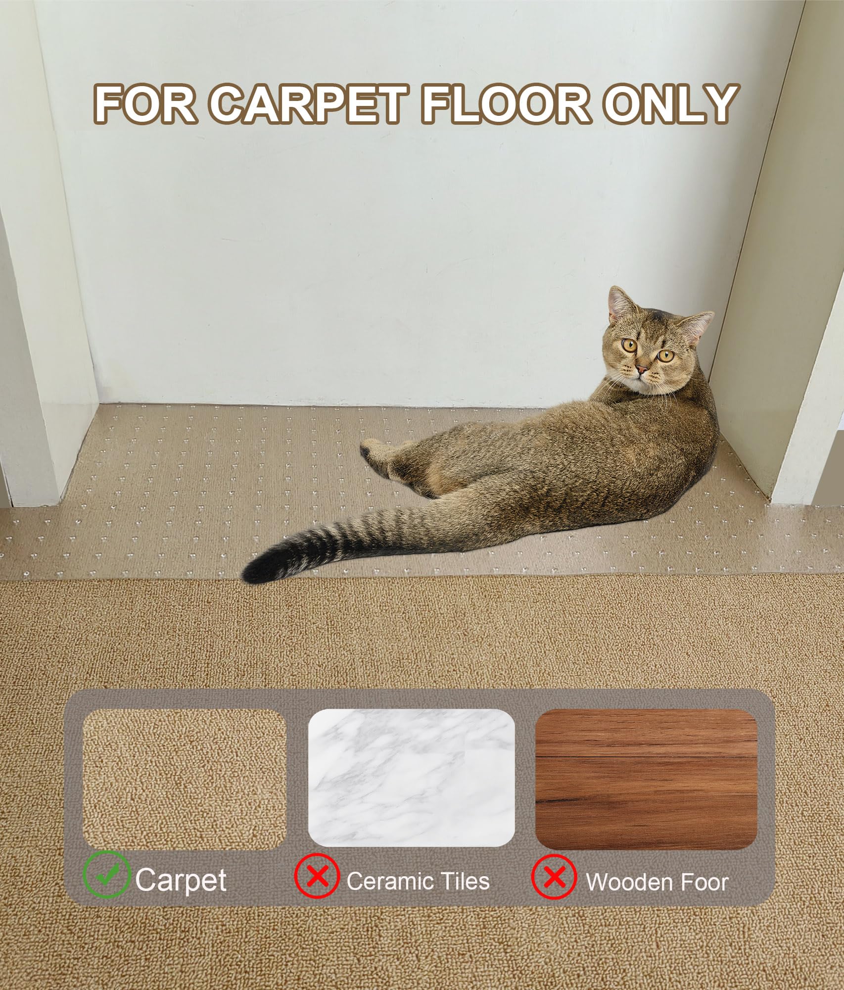Syandlvy Carpet Protector For Pets, Cat Scratching Pads For Doorway, Anti Scratch Under Door, Kittens Scratch Stopper Mat, Easy