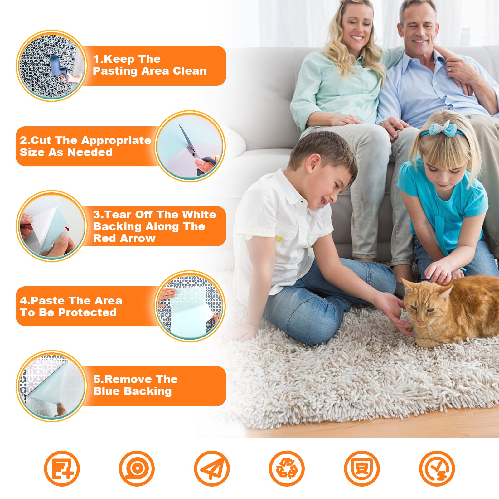 20Pack Cat Scratch Deterrent Tape, Cat Scratch Furniture Protector, Clear Double Sided Anti Scratching Sticky Tape Couch Protect