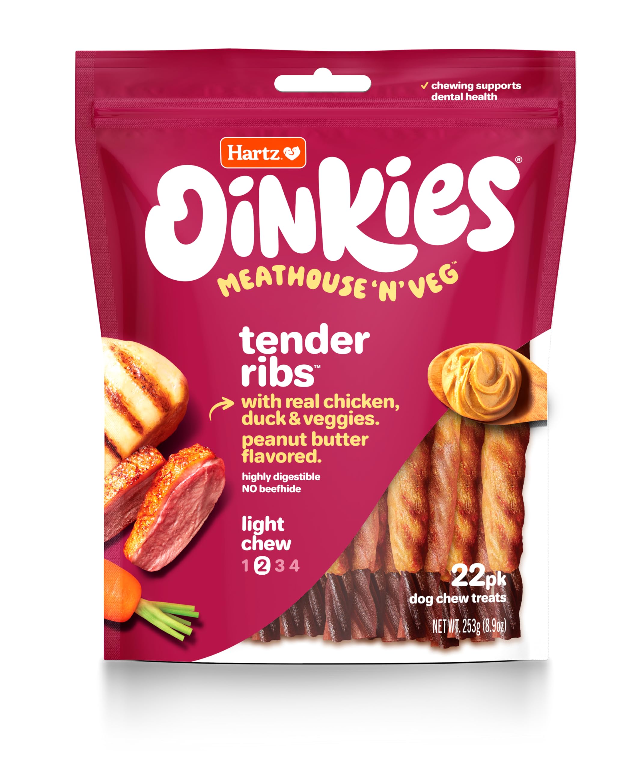 Hartz Oinkies Meathouse n Veg Tender Rib Treats for Dogs