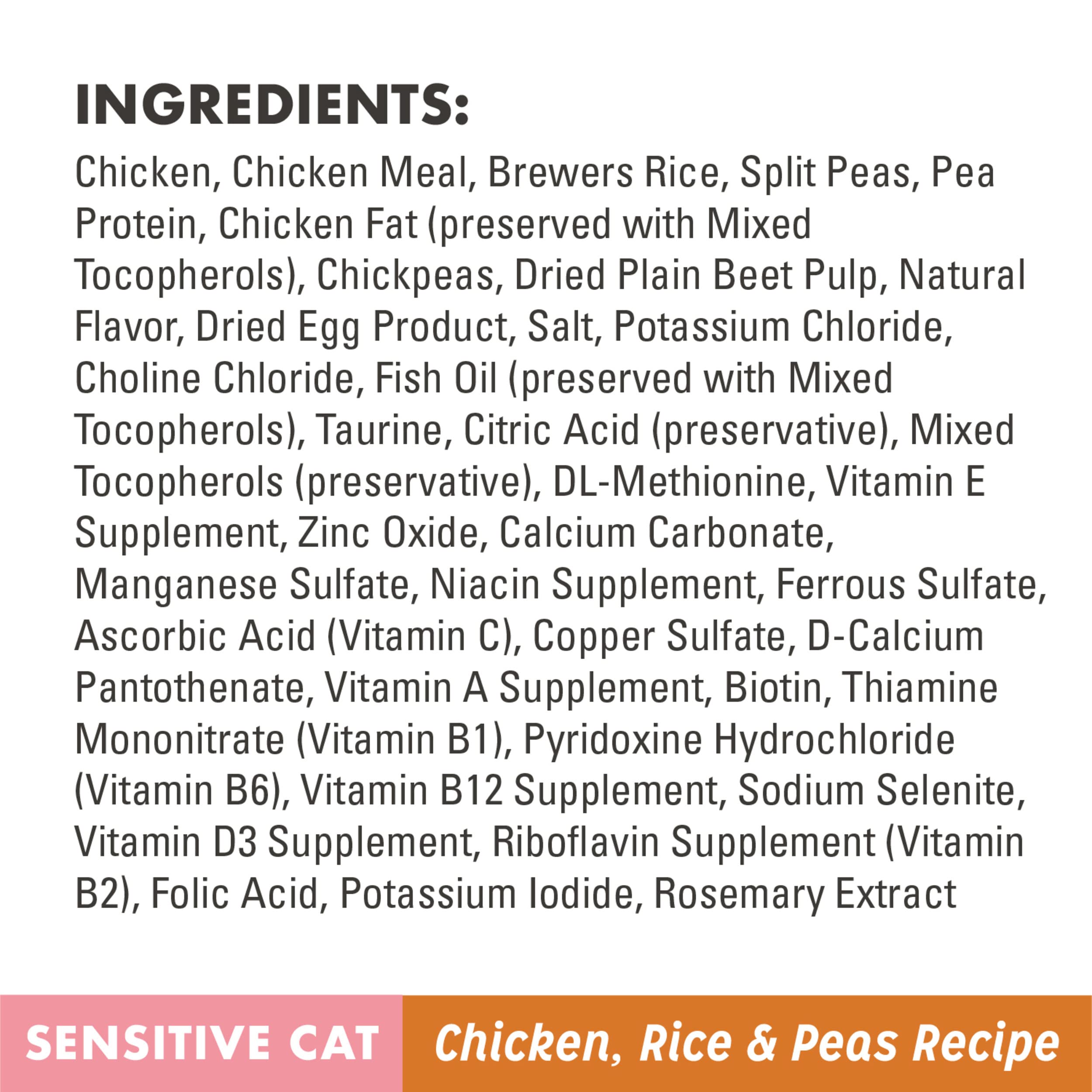 Nutro Wholesome Essentials Dry Cat Food, Enhanced Care Sensitive, Chicken, Rice & Peas, 5 lb. Bag